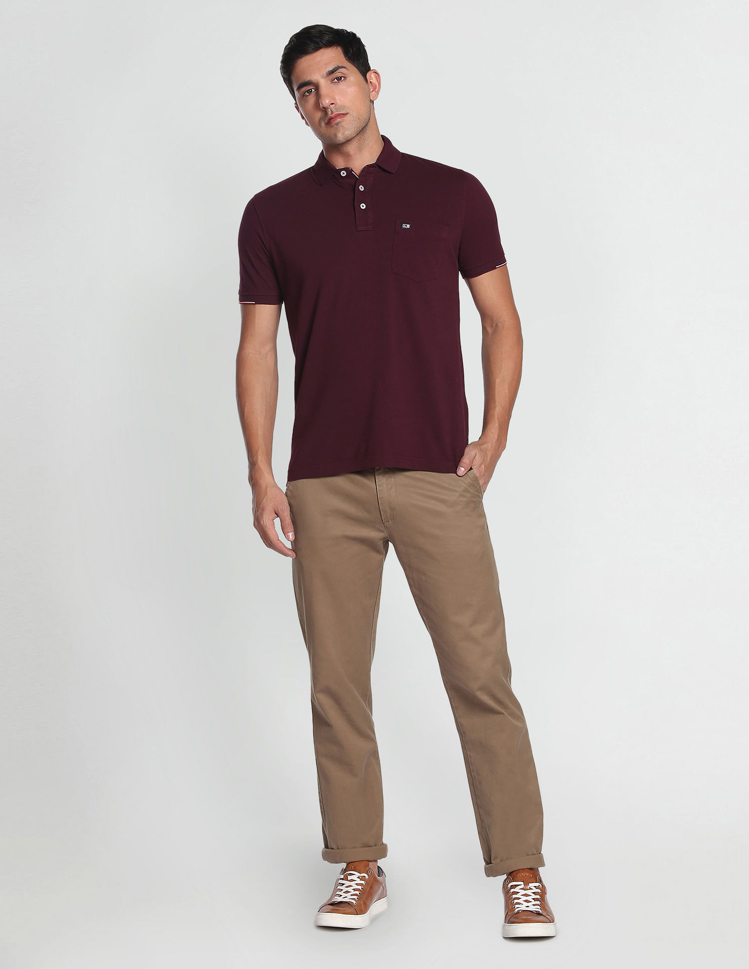 Arrow Sports Compact Cotton Solid Polo Shirt