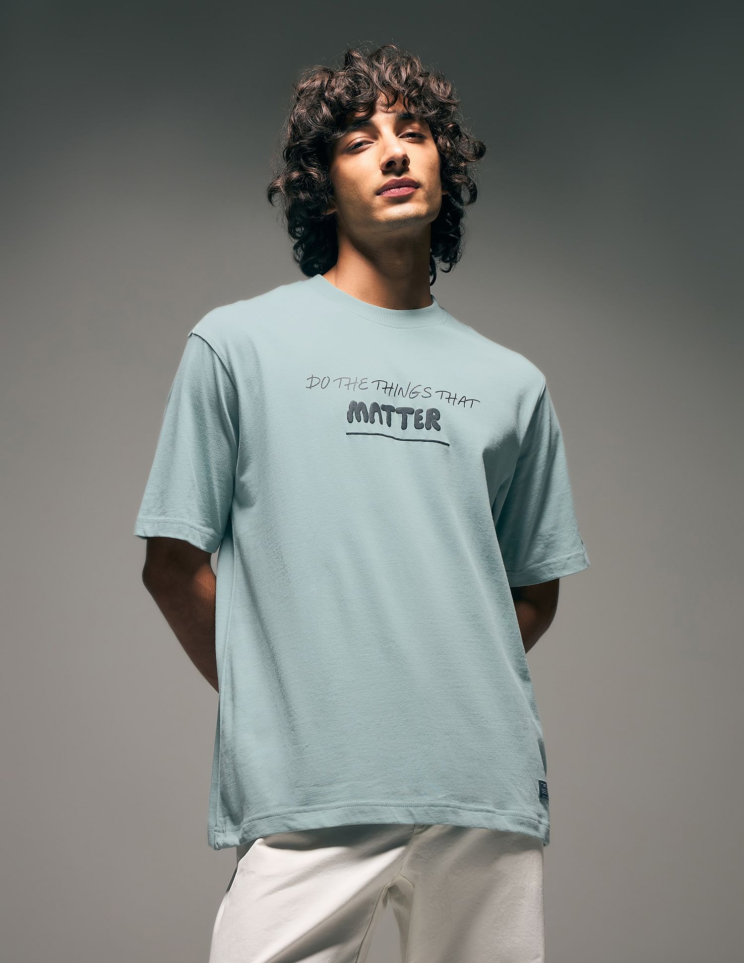 Flying Machine Street Vibe Graphic Pure Cotton Relaxed Fit T-shirt
