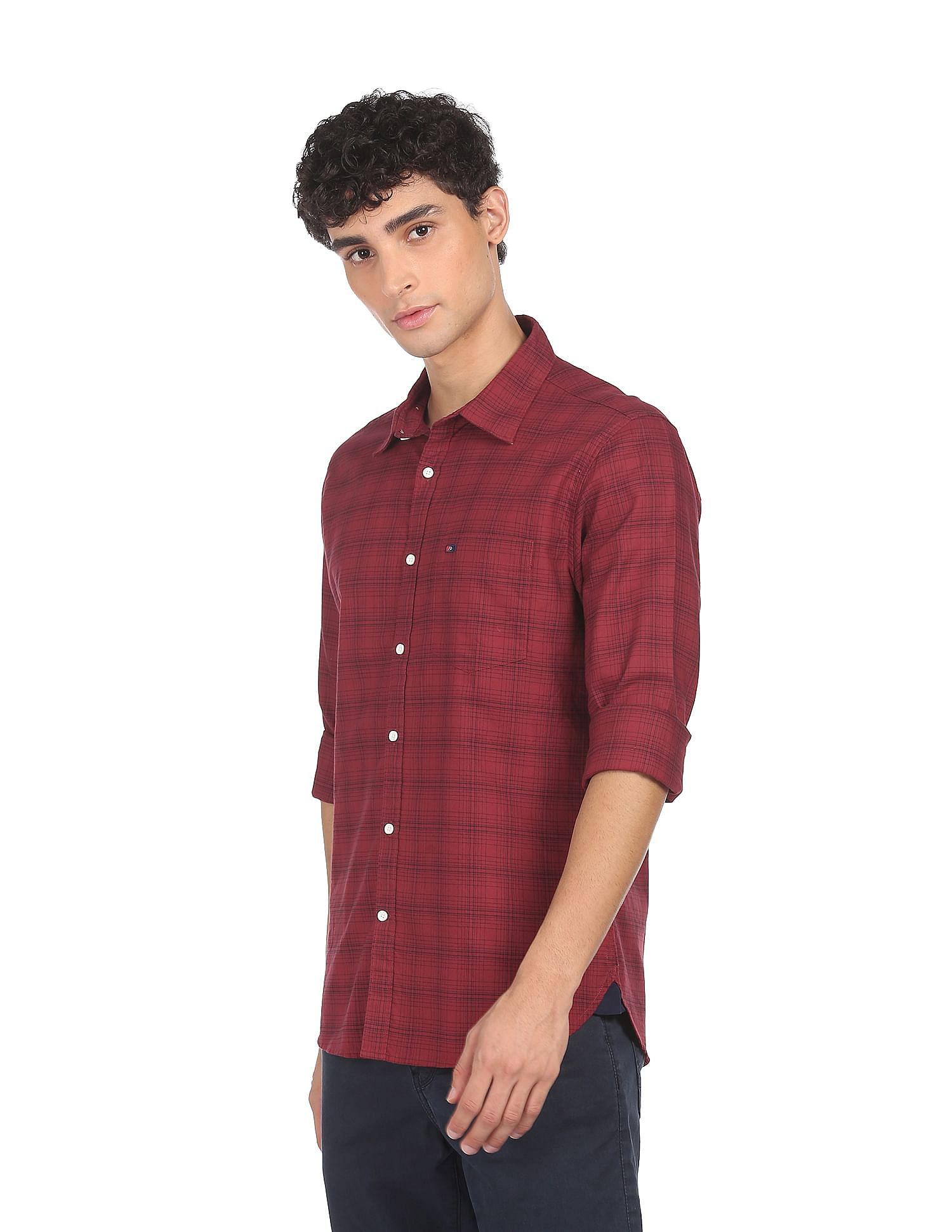 Linen Casual Red Solid Shirt - Bowen