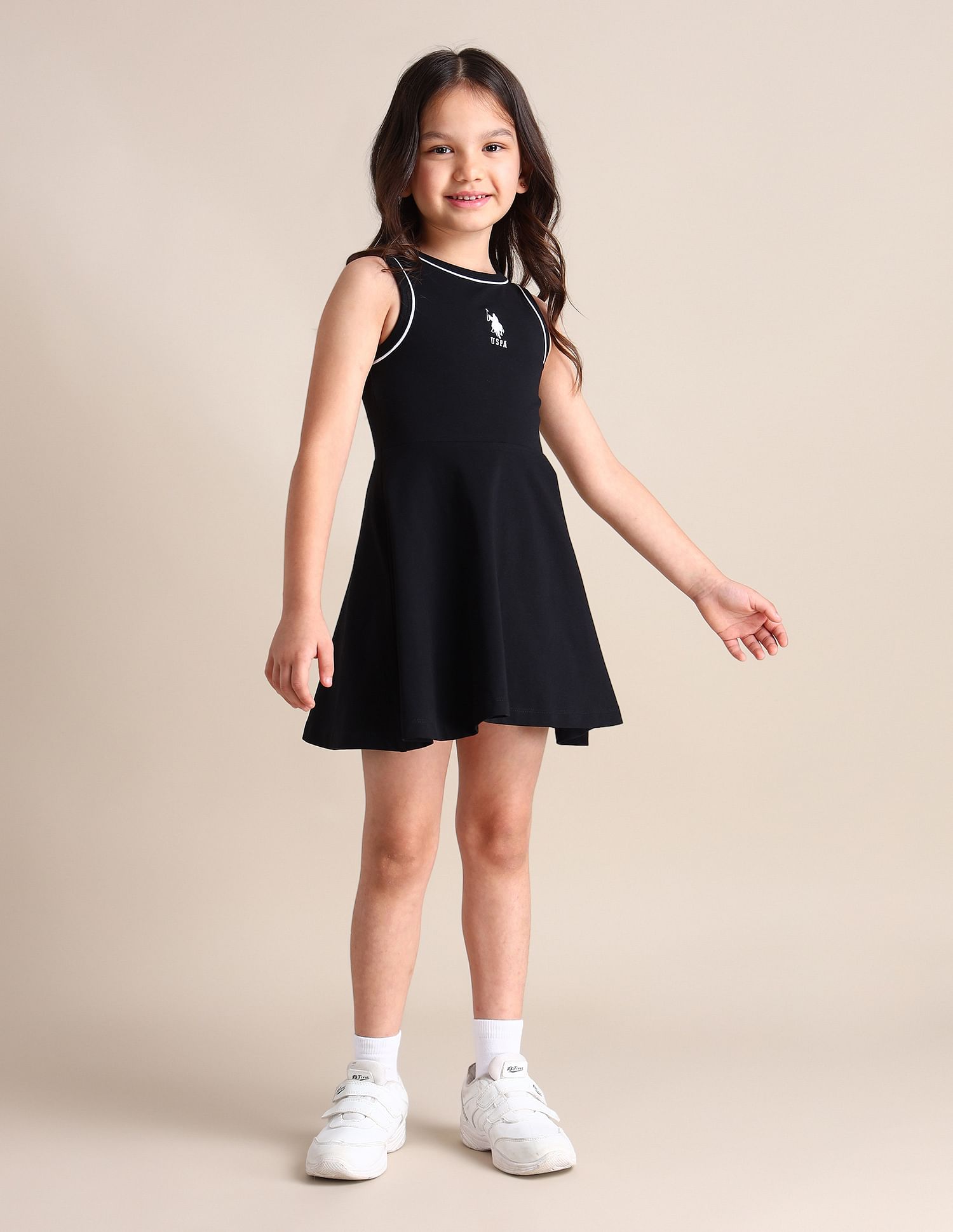 U.S. Polo Assn. Kids Girls Solid A-line Dress
