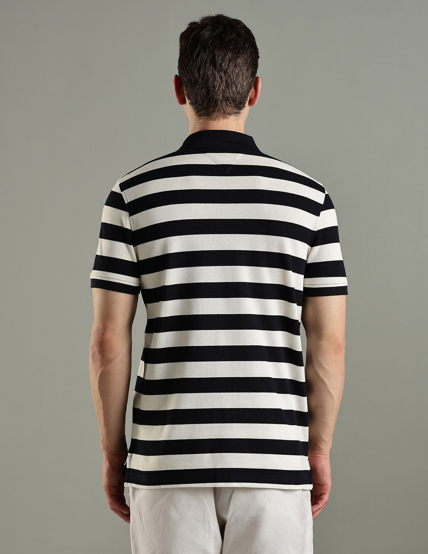 Tommy Hilfiger Striped Regular Fit Cotton Polo T-Shirt