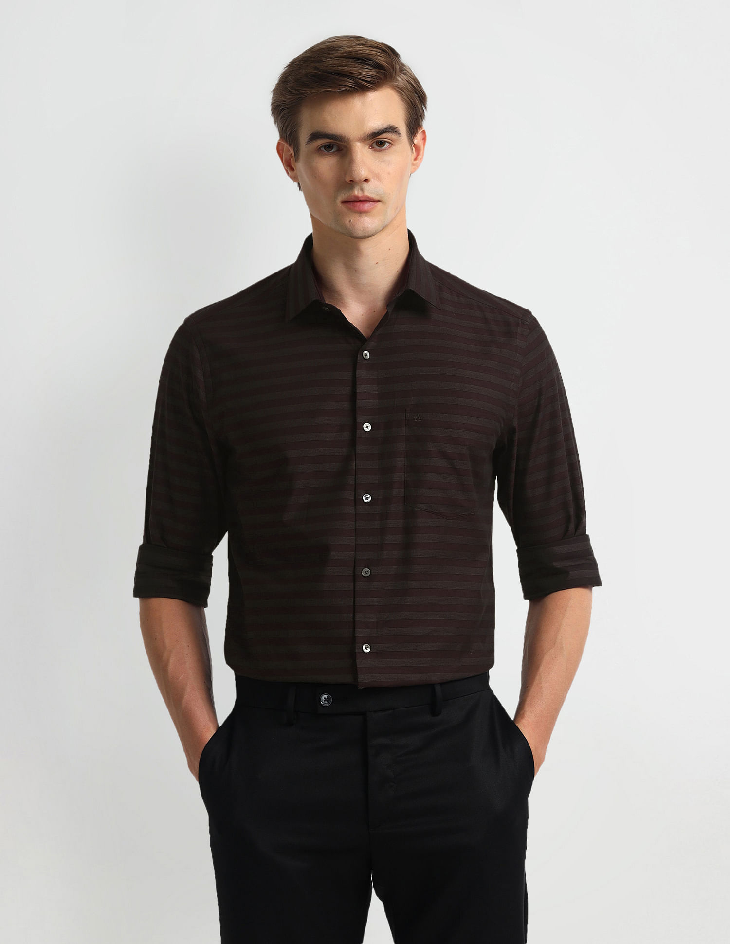 Arrow Horizontal Striped Cotton Shirt