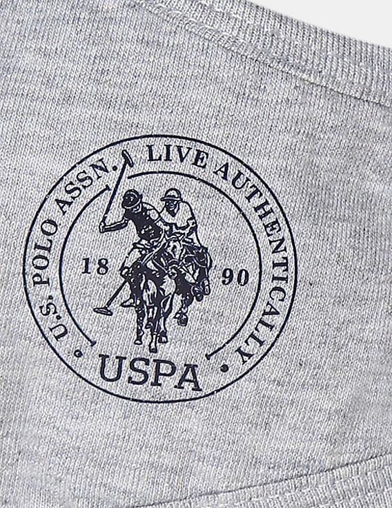 U.S. Polo Assn. Unisex Adults Grey Triple Layer Washable Anti Bacterial Heathered Face Masks - Pack Of 3