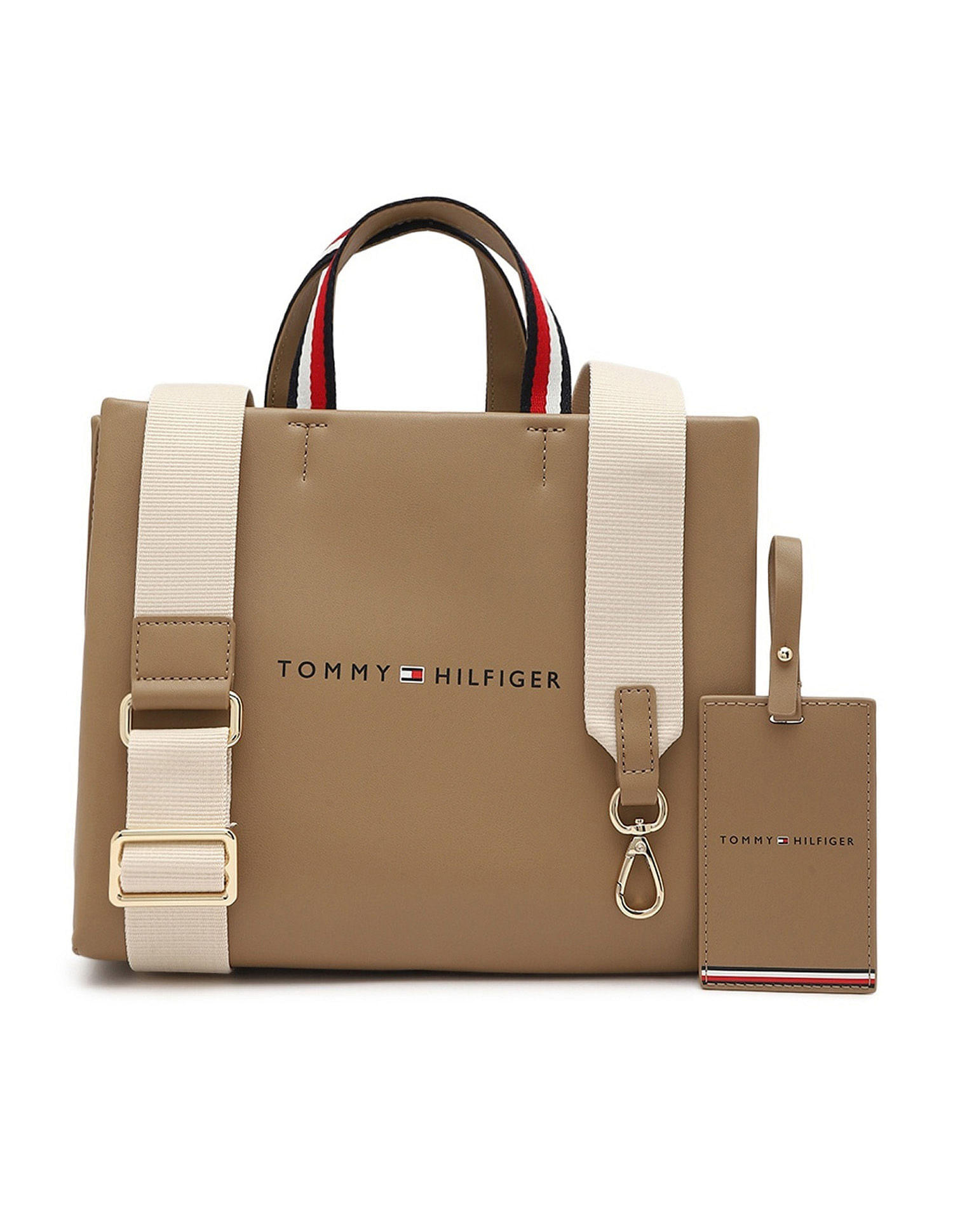 Tommy Hilfiger Logo Khaki Pu Handbags