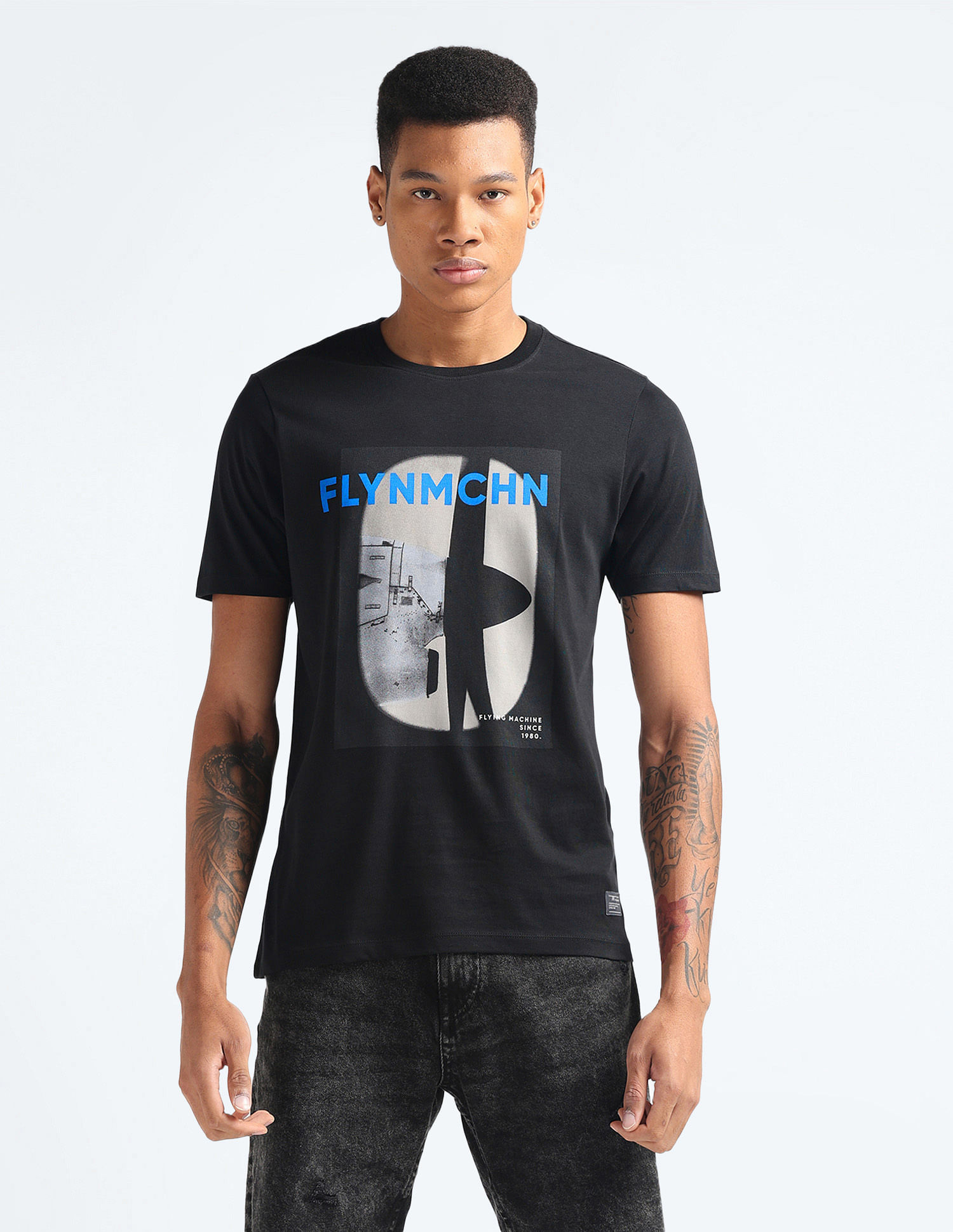Flying Machine Graphic Print Cotton T-Shirt