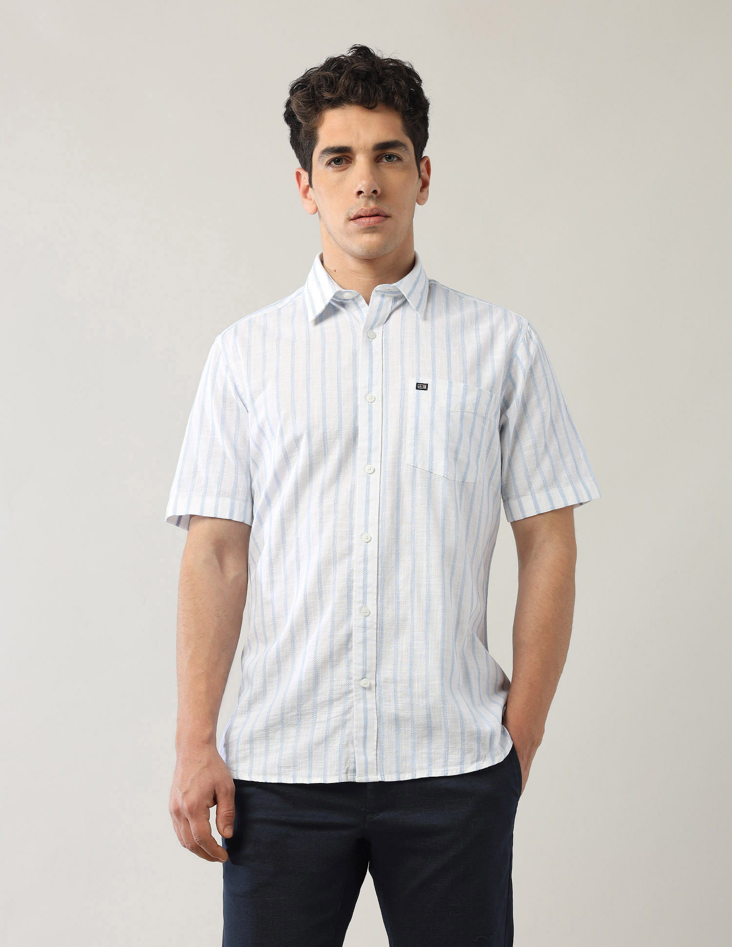 Arrow Sport Vertical Striped Dobby Shirt
