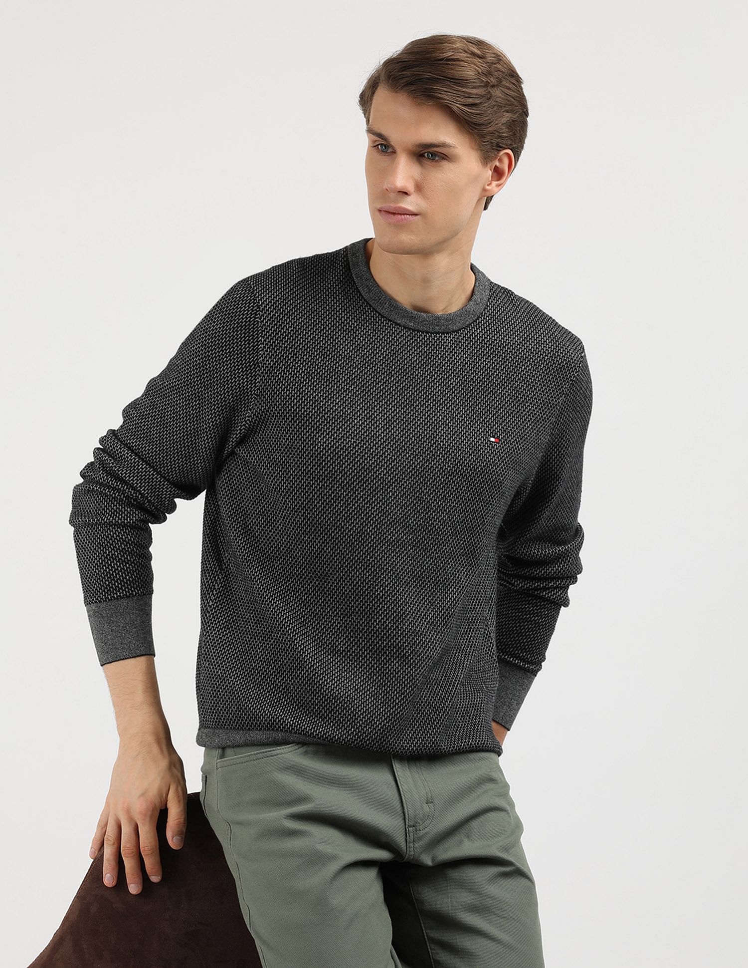 Tommy Hilfiger Pima Organic Cotton Cash 2 Tone Sweater