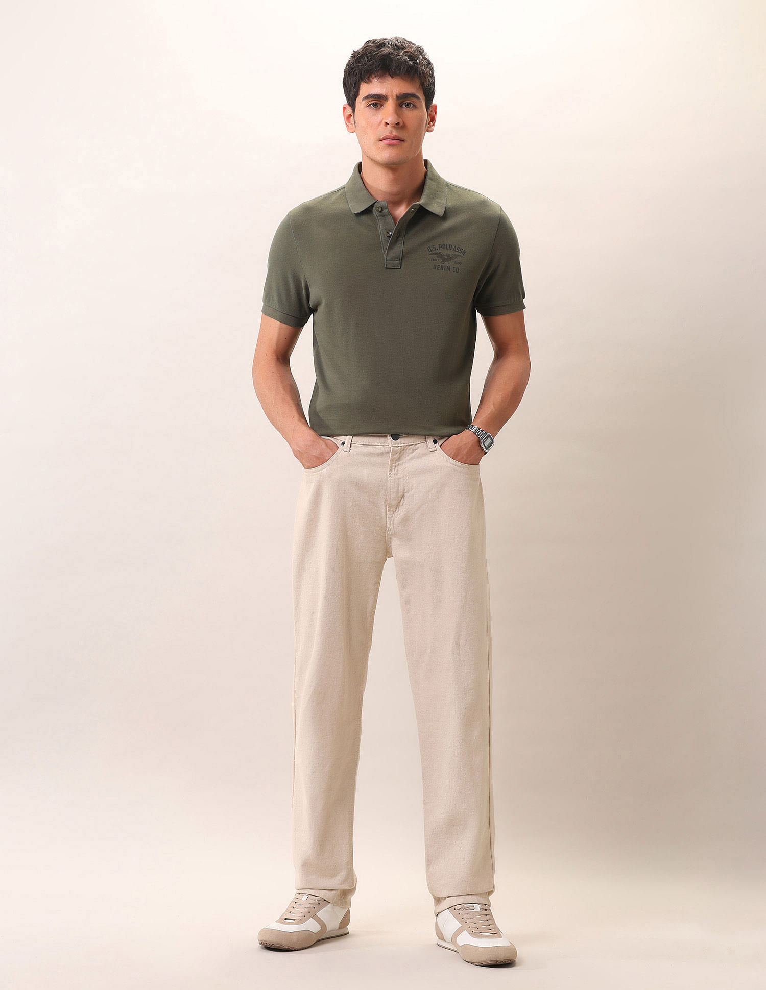 U.S. Polo Assn. Denim Co. Brand Printed Pure Cotton Polo Shirt