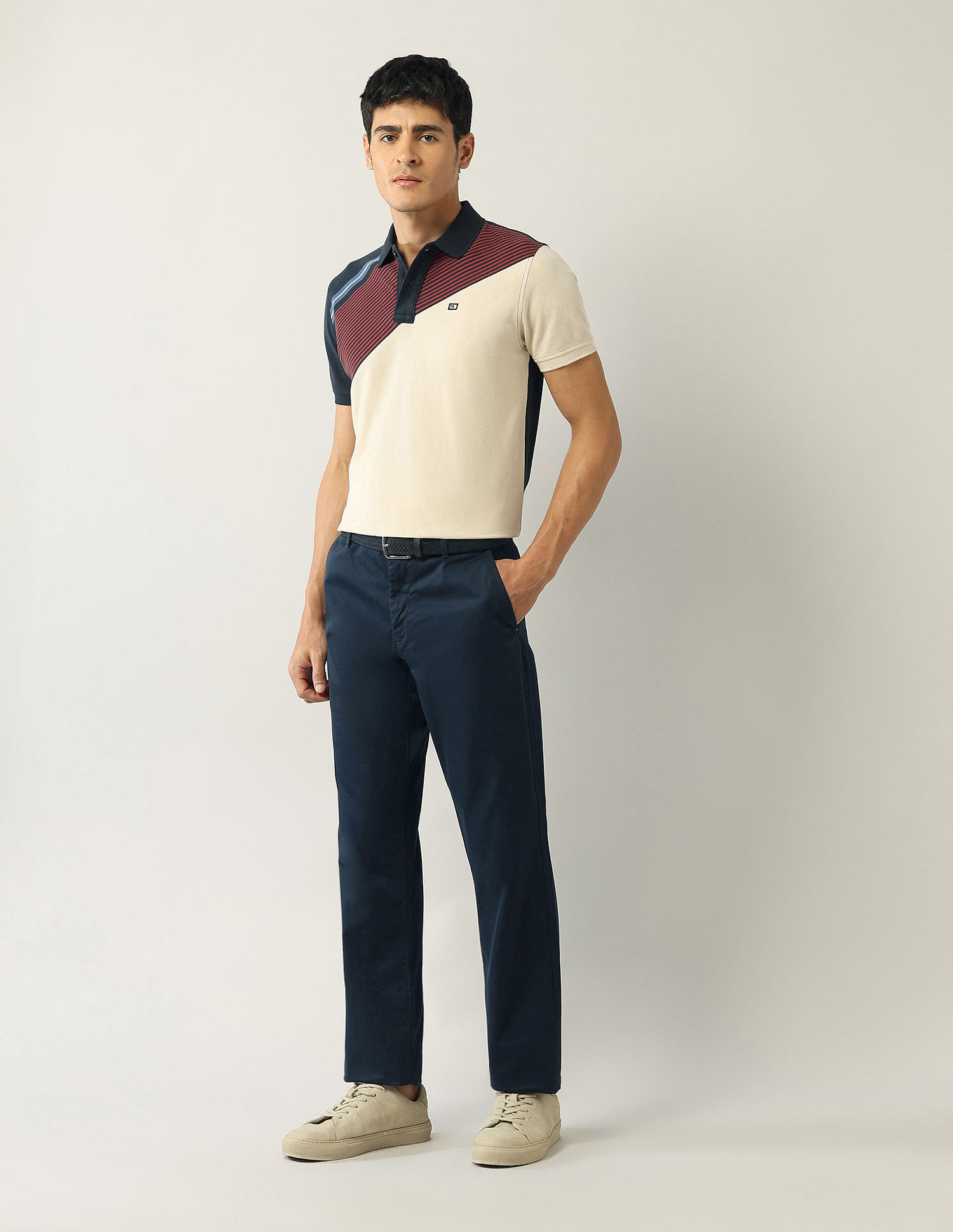 Arrow Sport Mid Rise Straight Fit Twill Trousers