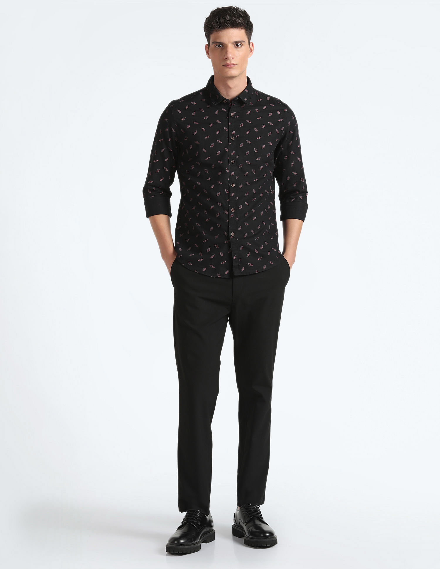 Flying Machine Spread Collar Tropical Print Shirt