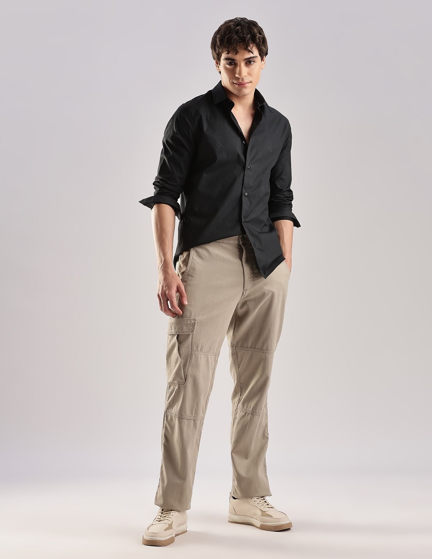 Calvin Klein Jeans Vertical Stripes Slim Fit Plain Woven Shirt
