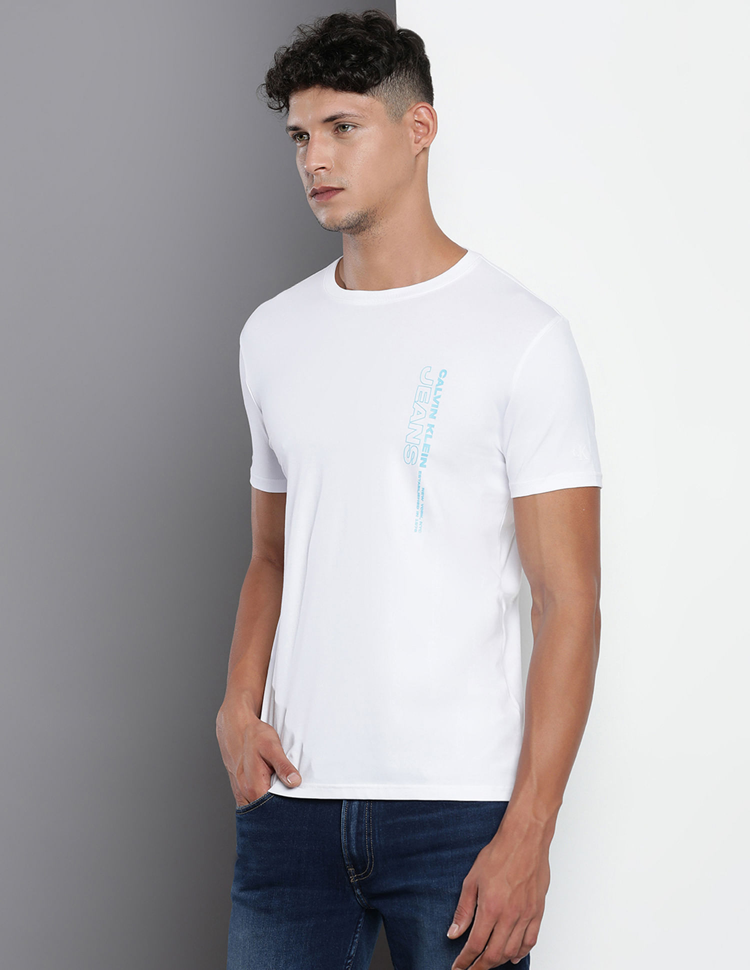 Calvin Klein Brand Print Cotton Stacked Logo T-Shirt