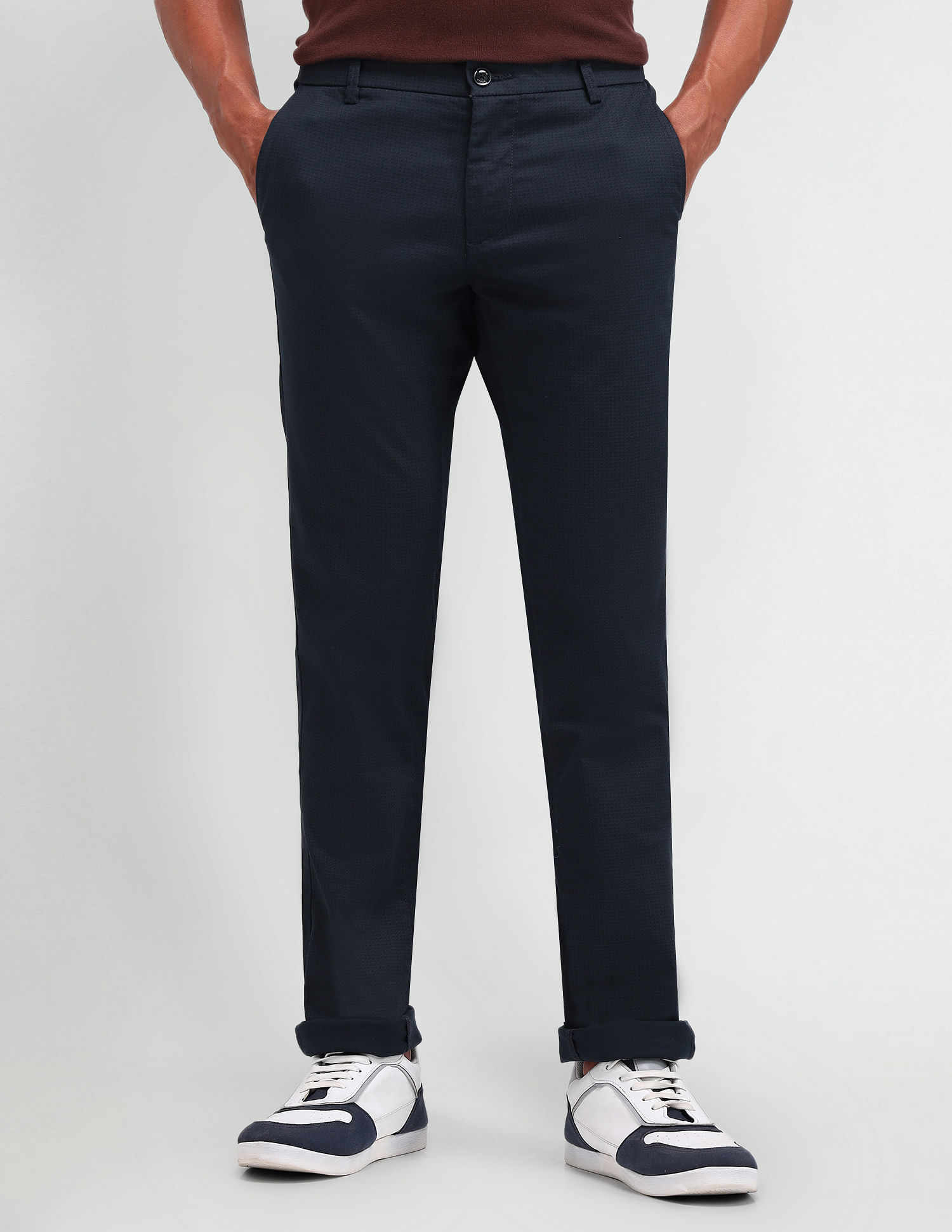 Arrow Sport Textured Mid Rise Trousers