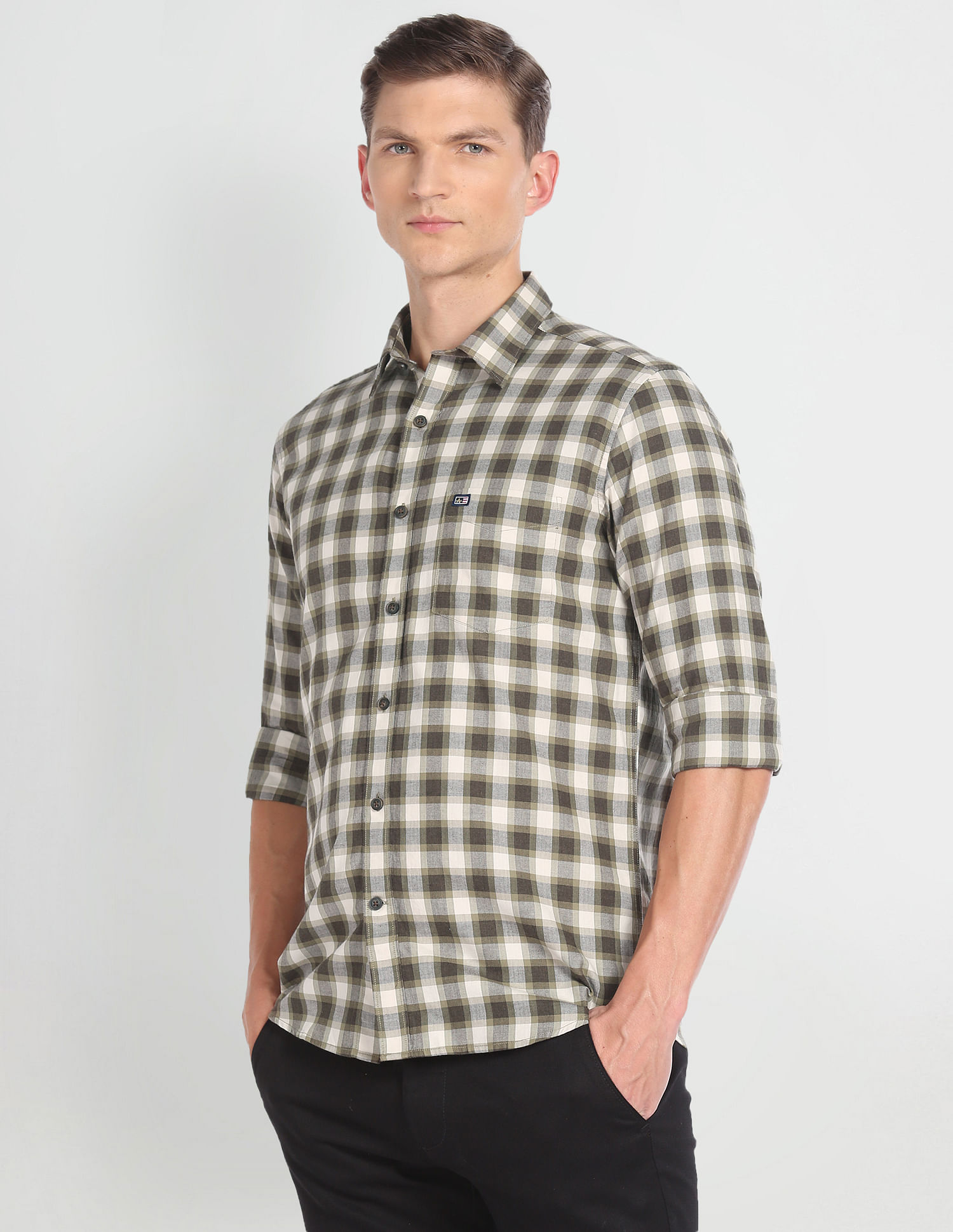 Arrow Sports Tartan Check Slim Shirt