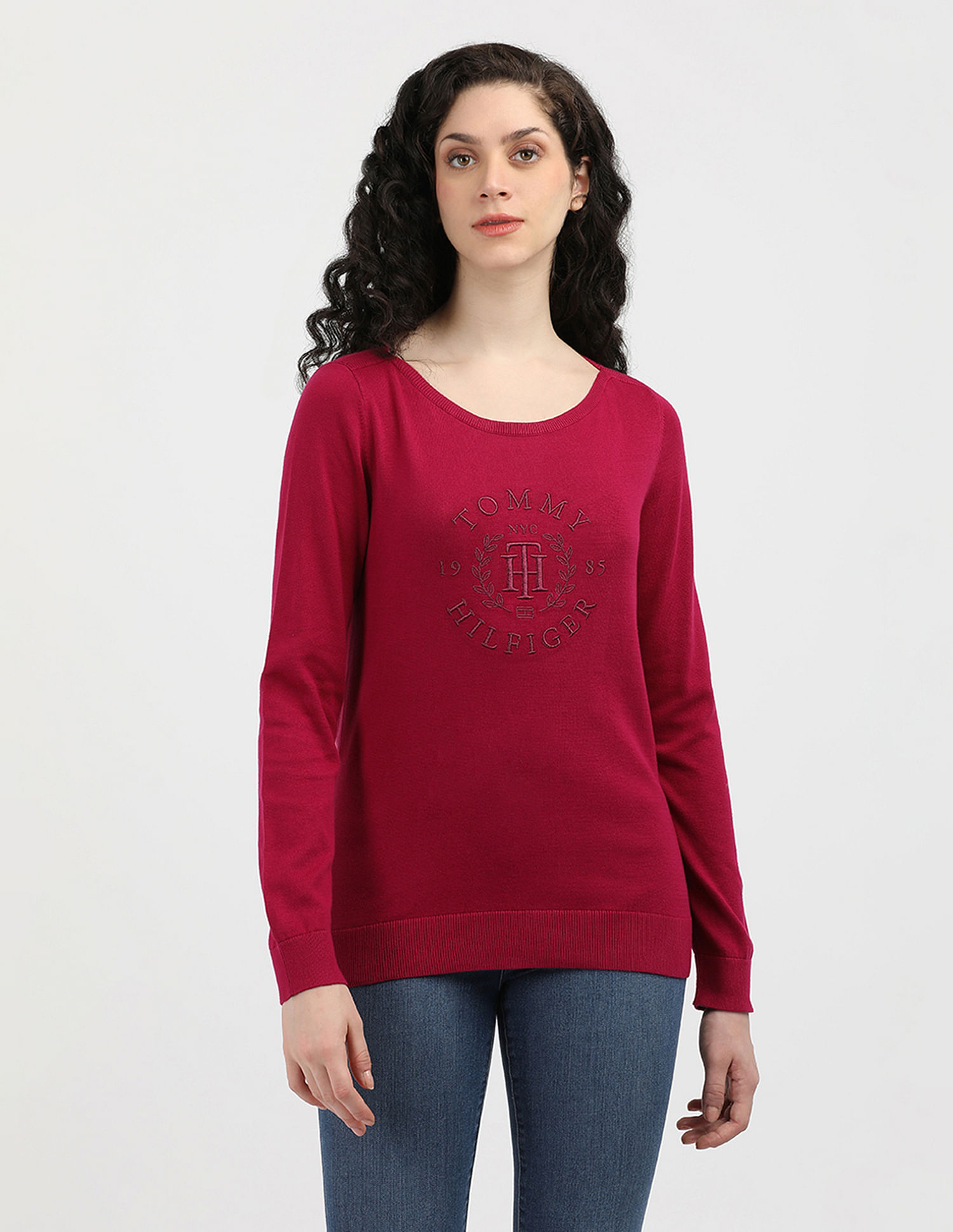 Tommy Hilfiger Boat Neck Tonal Cotton Sweatshirt