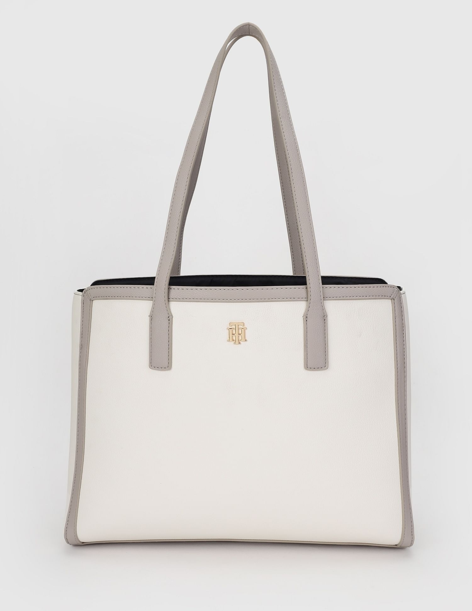 Tommy Hilfiger Solid Brown Pu Tote Bag