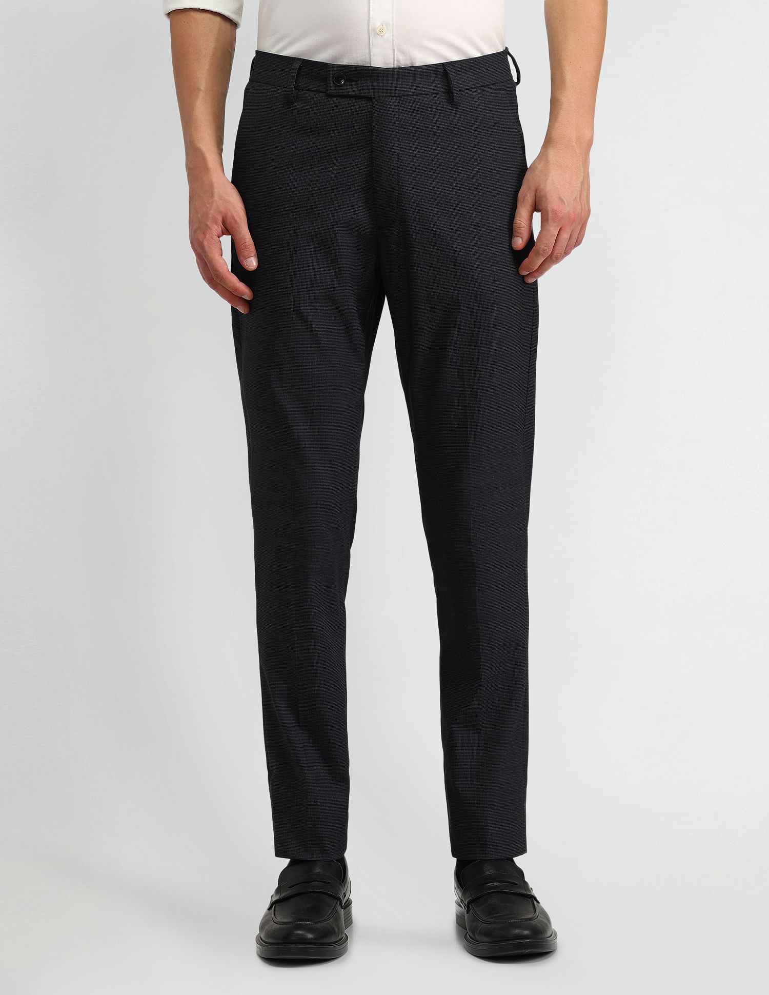 Arrow Solid Dobby Slim Fit Trousers