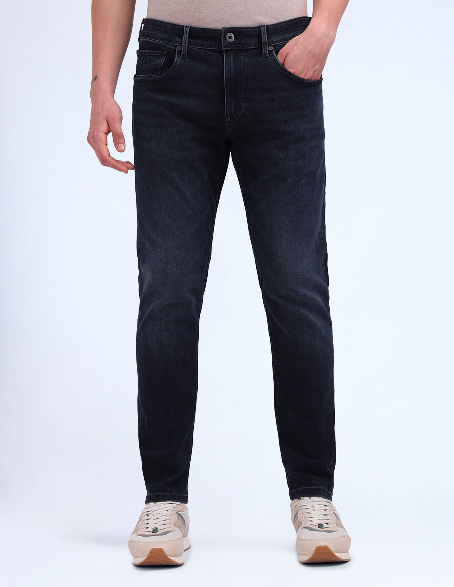 Flying Machine Slash Slim Tapered Fit Jeans