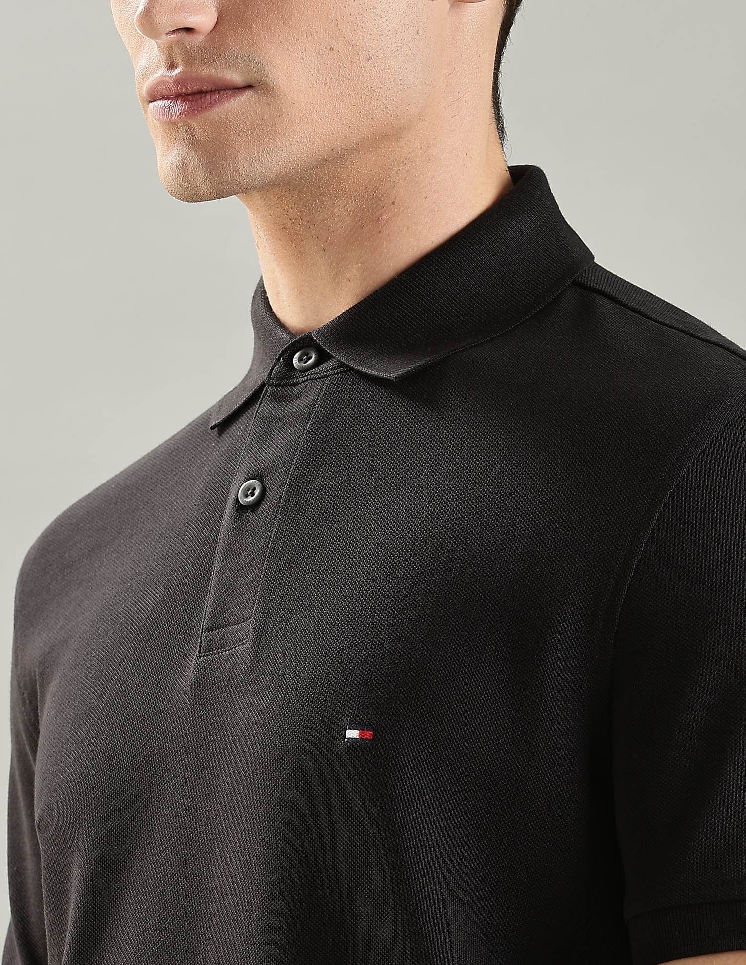Tommy Hilfiger Solid Regular Fit Cotton Polo T-Shirt