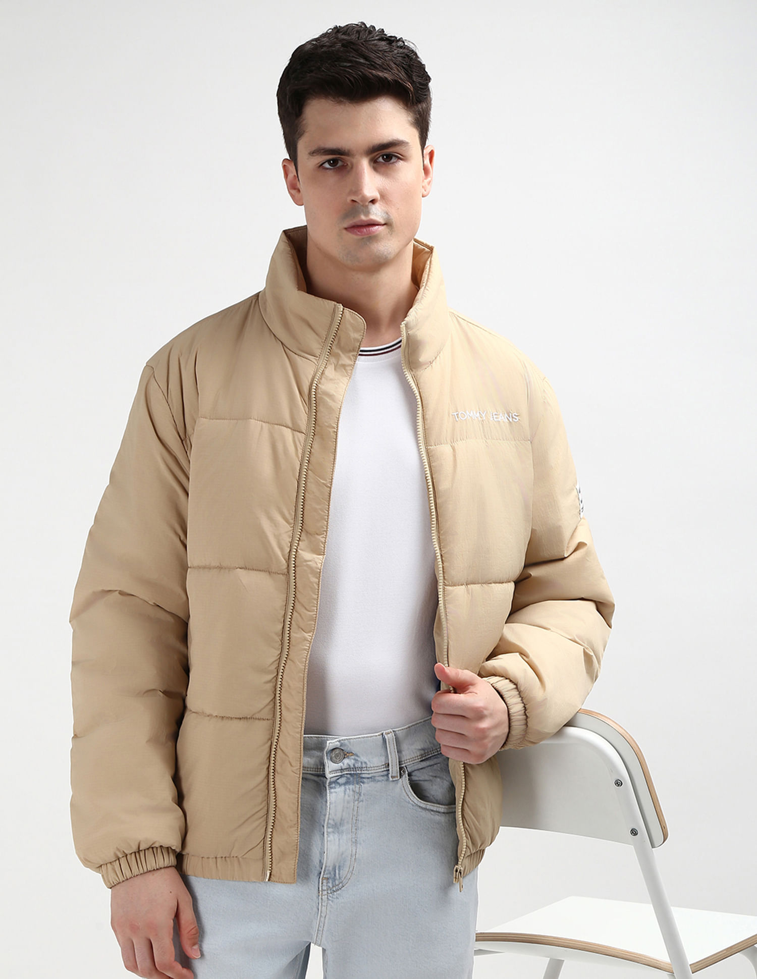 Ppsnabha Denim Jacket With Red Dress Boots Moto Jacket And Long