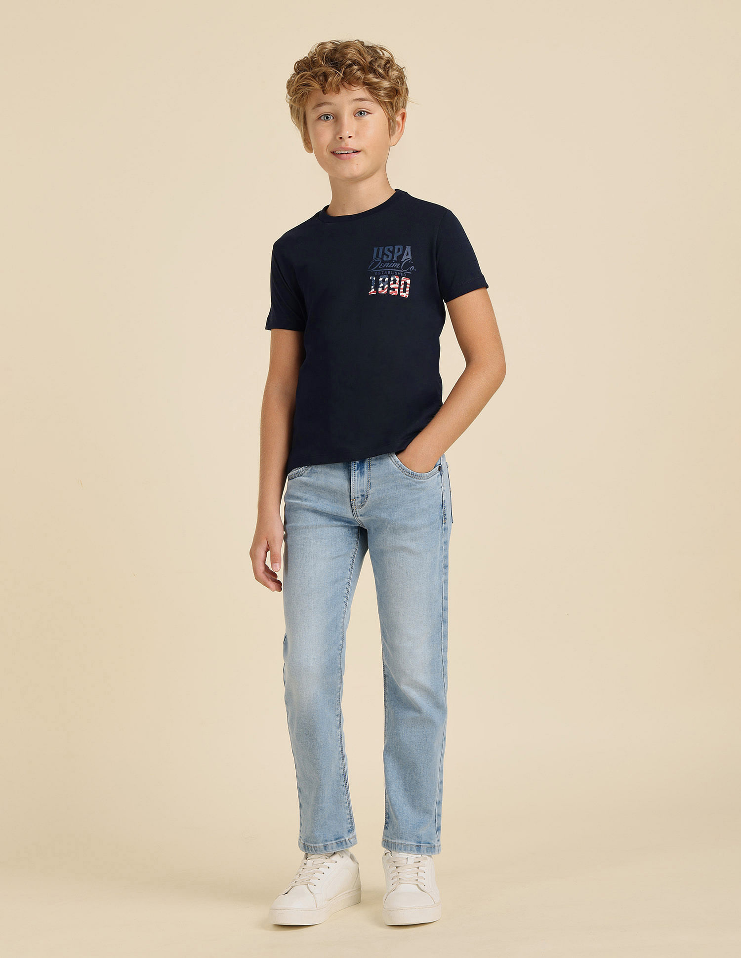 U.S. Polo Assn. Kids Boys Brand Printed Regular Fit T-Shirt