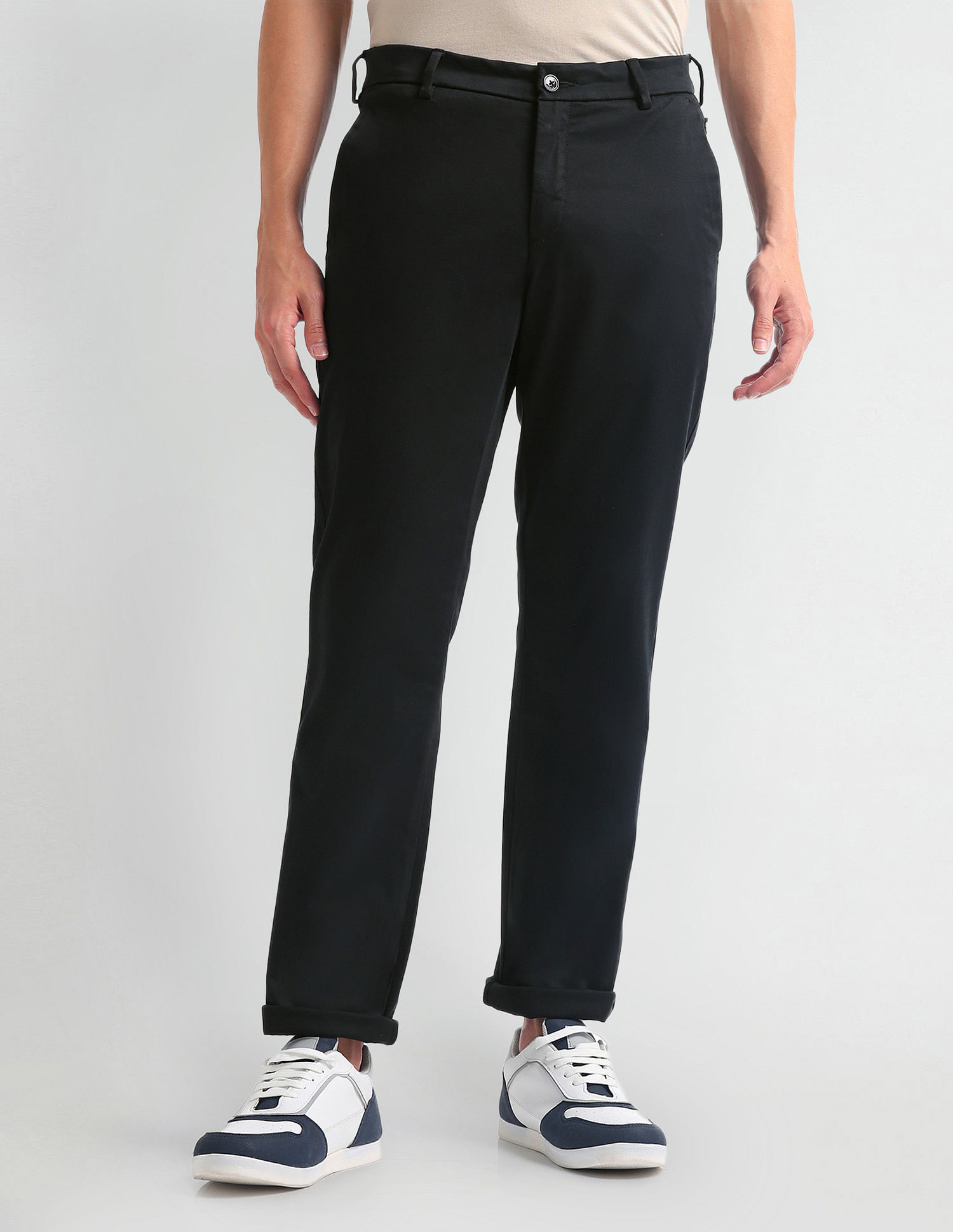 Arrow Sports Mid Rise Solid Trousers
