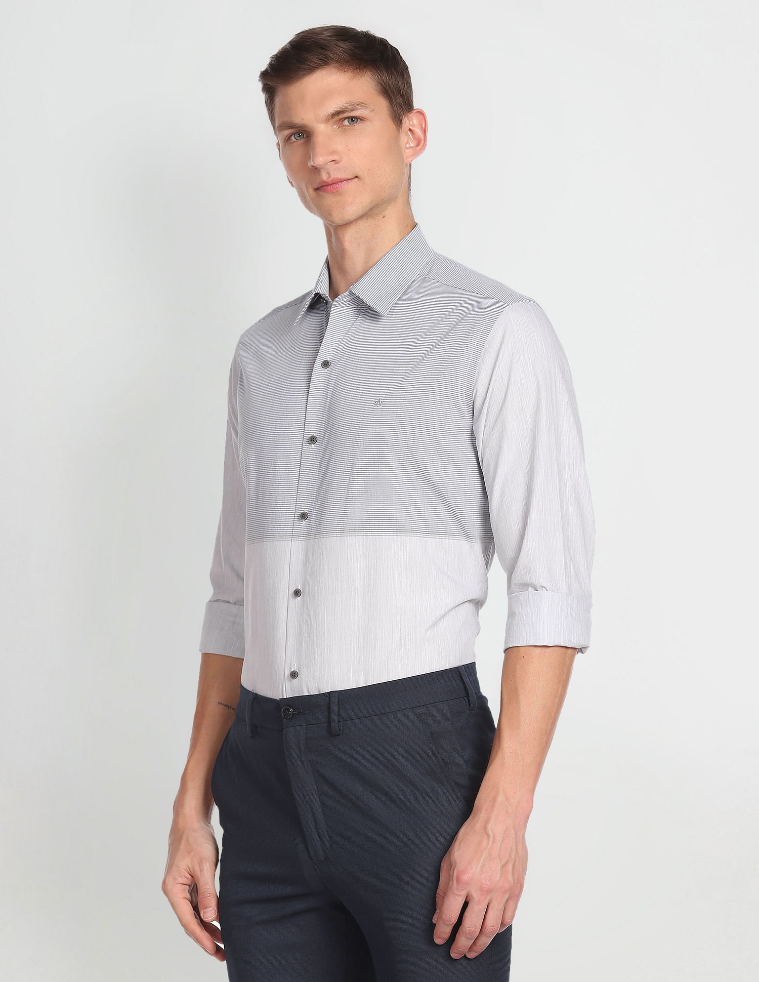 Arrow Newyork Horizontal Stripe Cotton Shirt