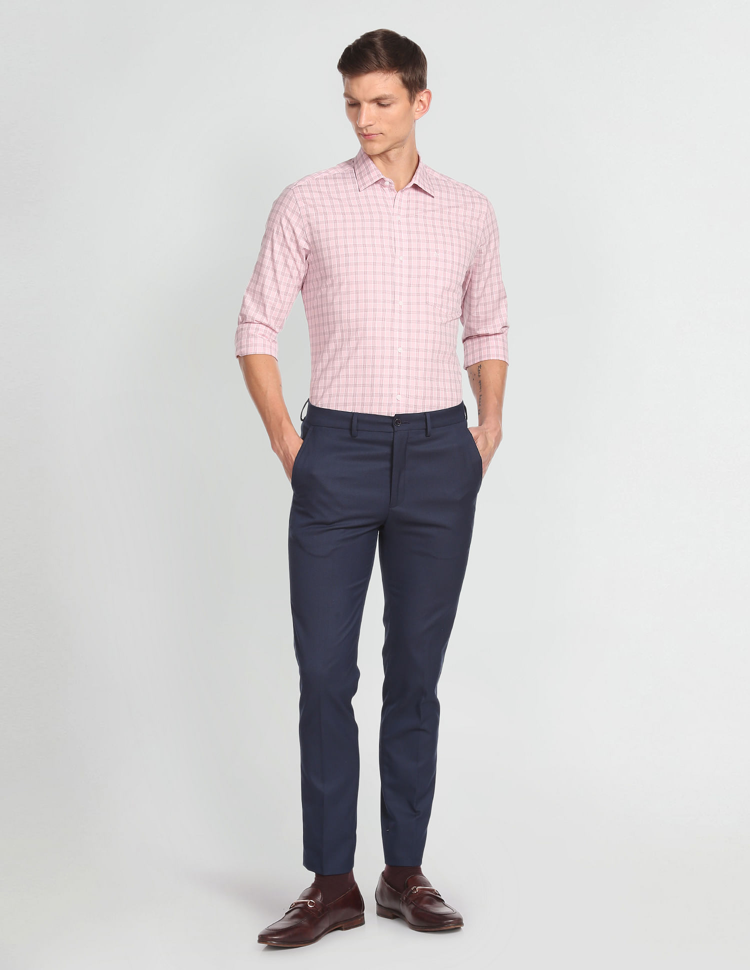 Arrow Tartan Check Manhattan Slim Fit Shirt