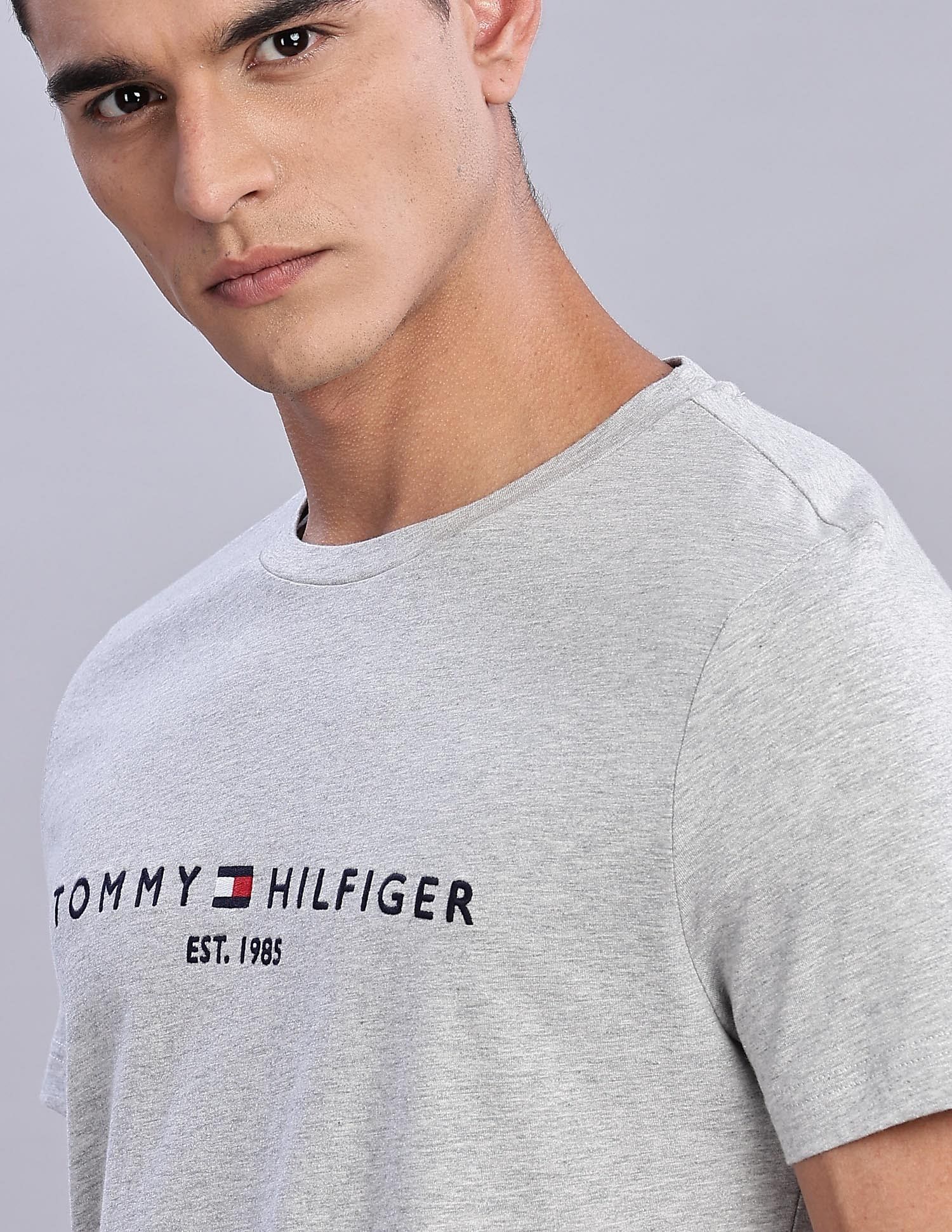 Tommy Hilfiger Mens Grey Logo T-Shirt