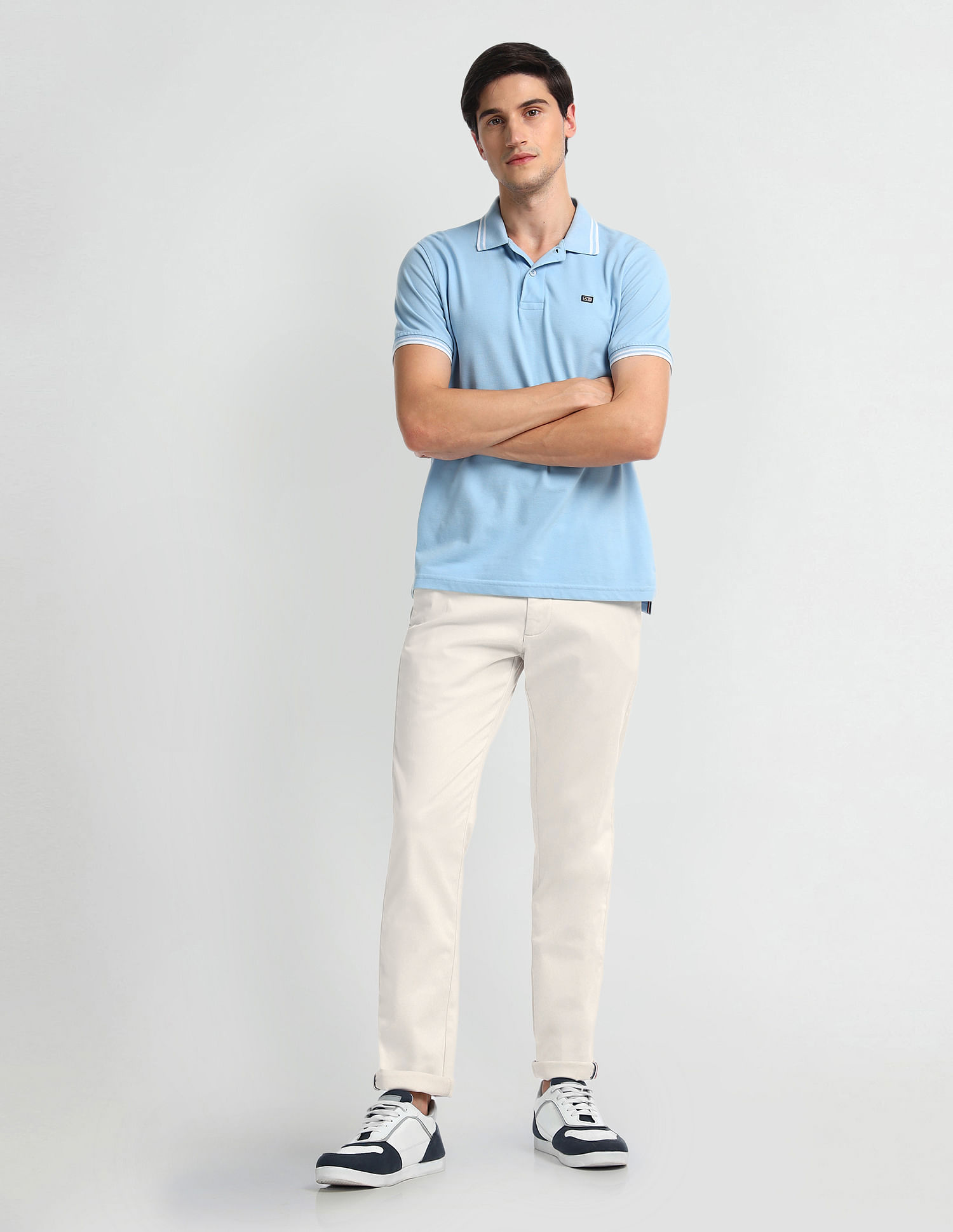 Arrow Sports Mid Rise Solid Trousers