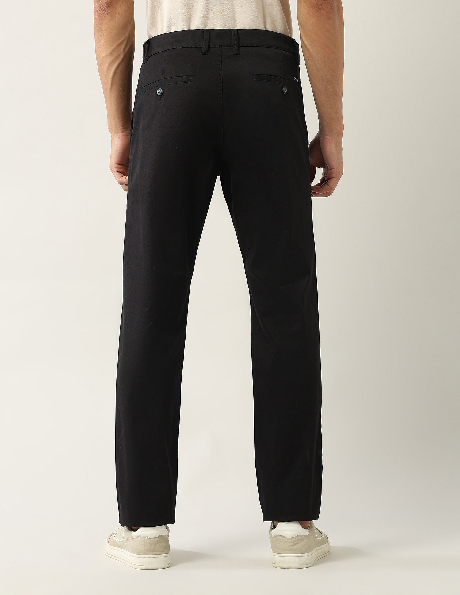 Arrow Sport Regular Fit Solid Mid Rise Trousers