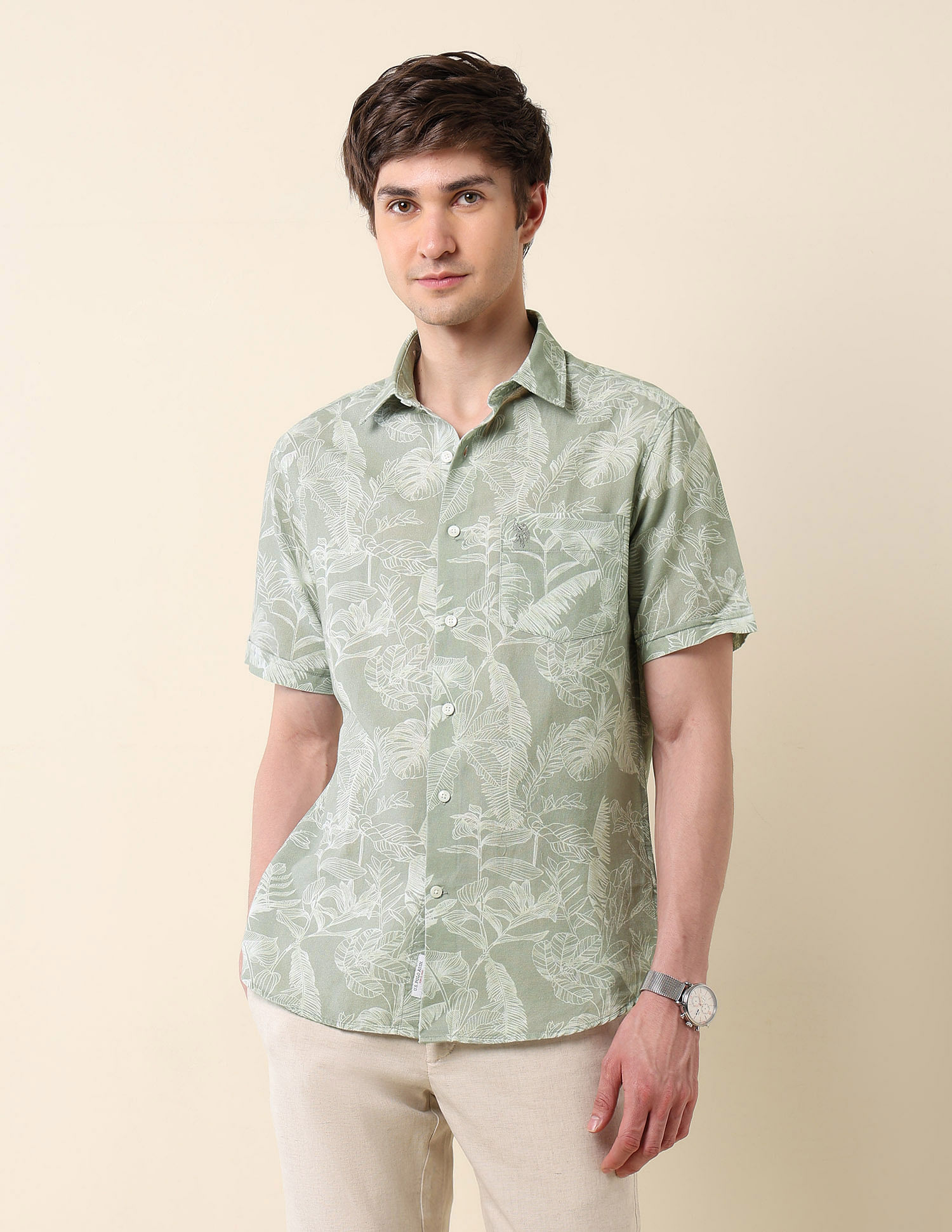 U.S. Polo Assn. Tropical Printed Tailored Fit Shirt