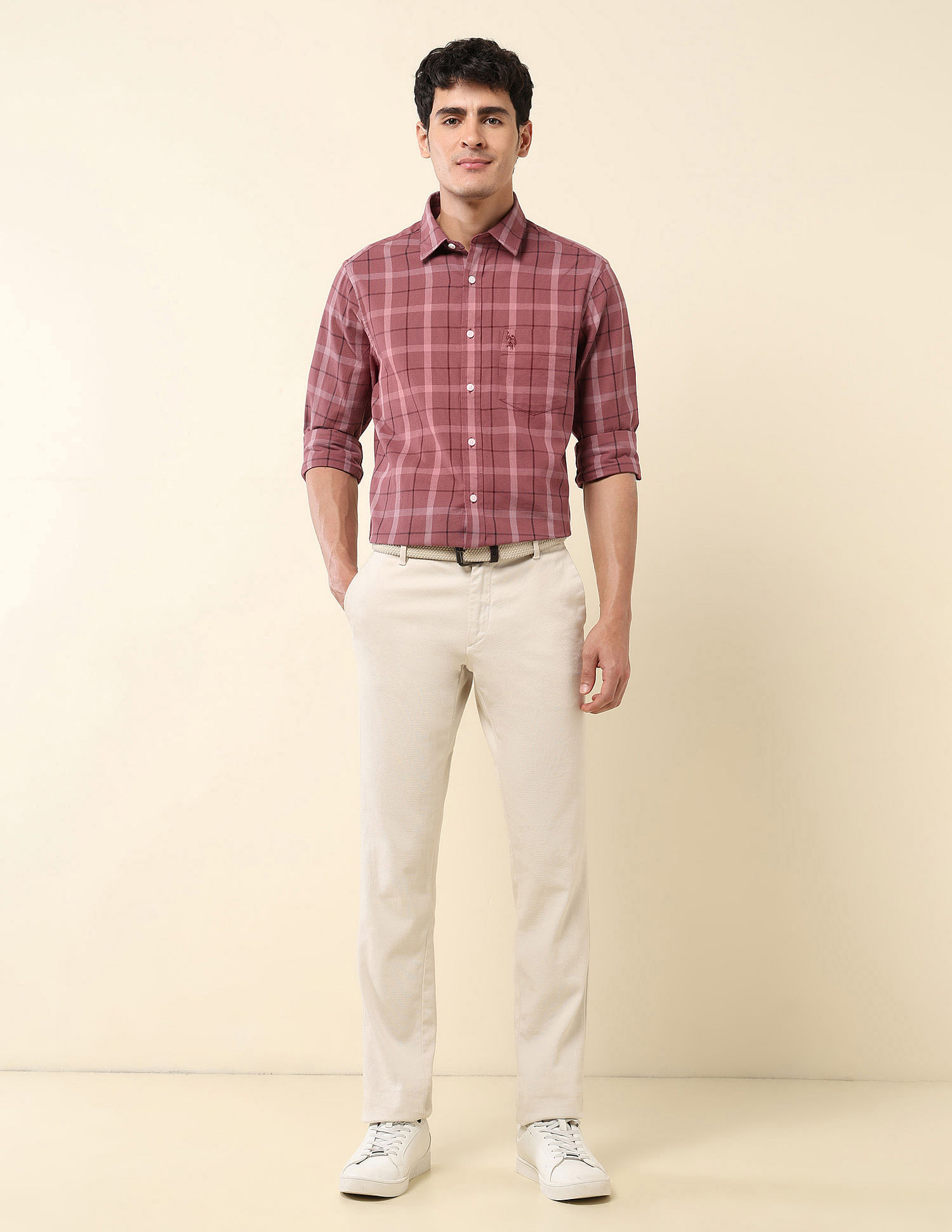 U.S. Polo Assn. Grid Tattersall Checked Tailored Fit Shirt