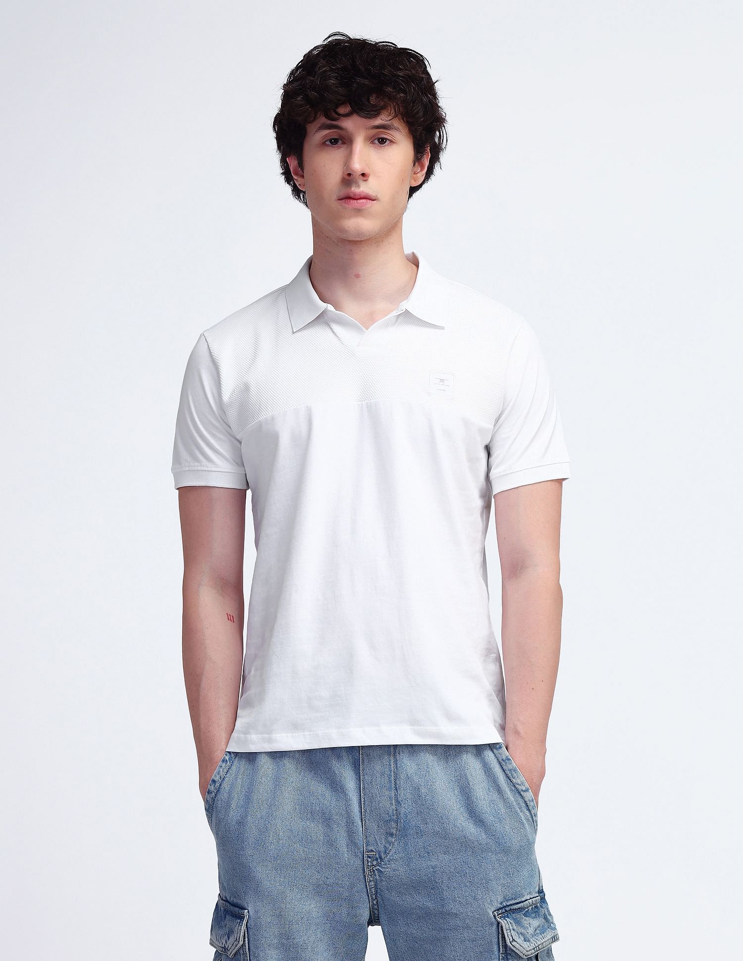 Flying Machine Textured Cotton Polo Shirt