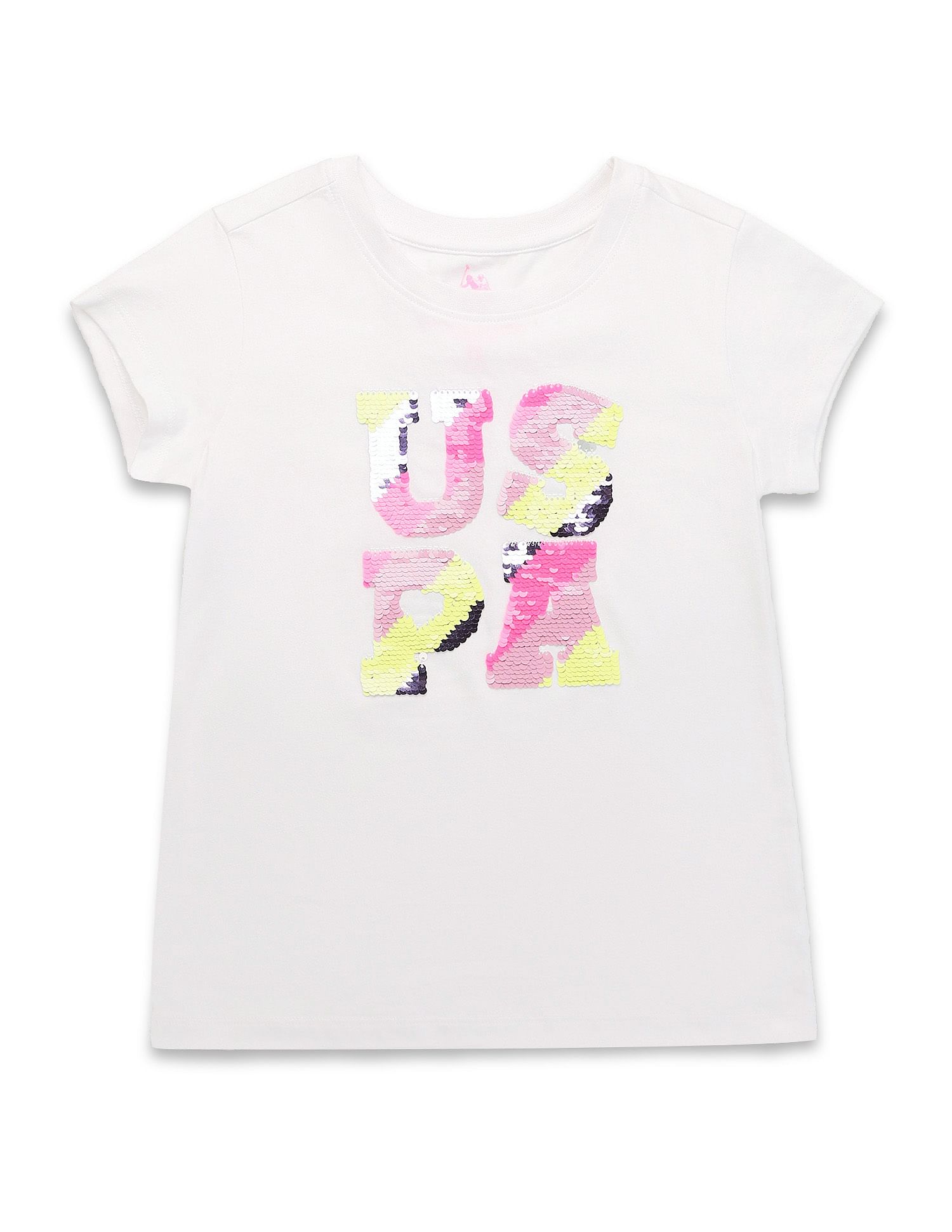 U.S. Polo Assn. Kids Girls Flip Sequins Regular Fit  T-Shirt