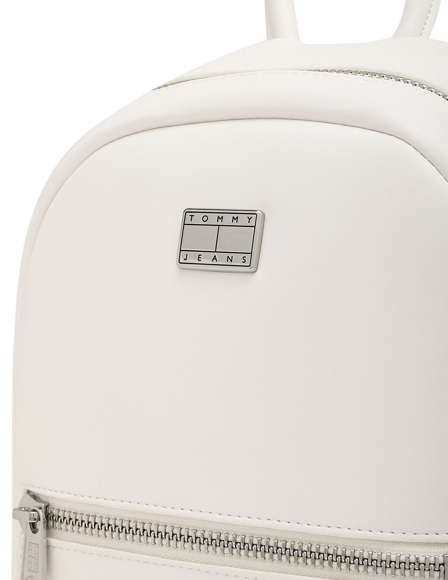 Tommy Hilfiger Solid Off-White PU Backpacks