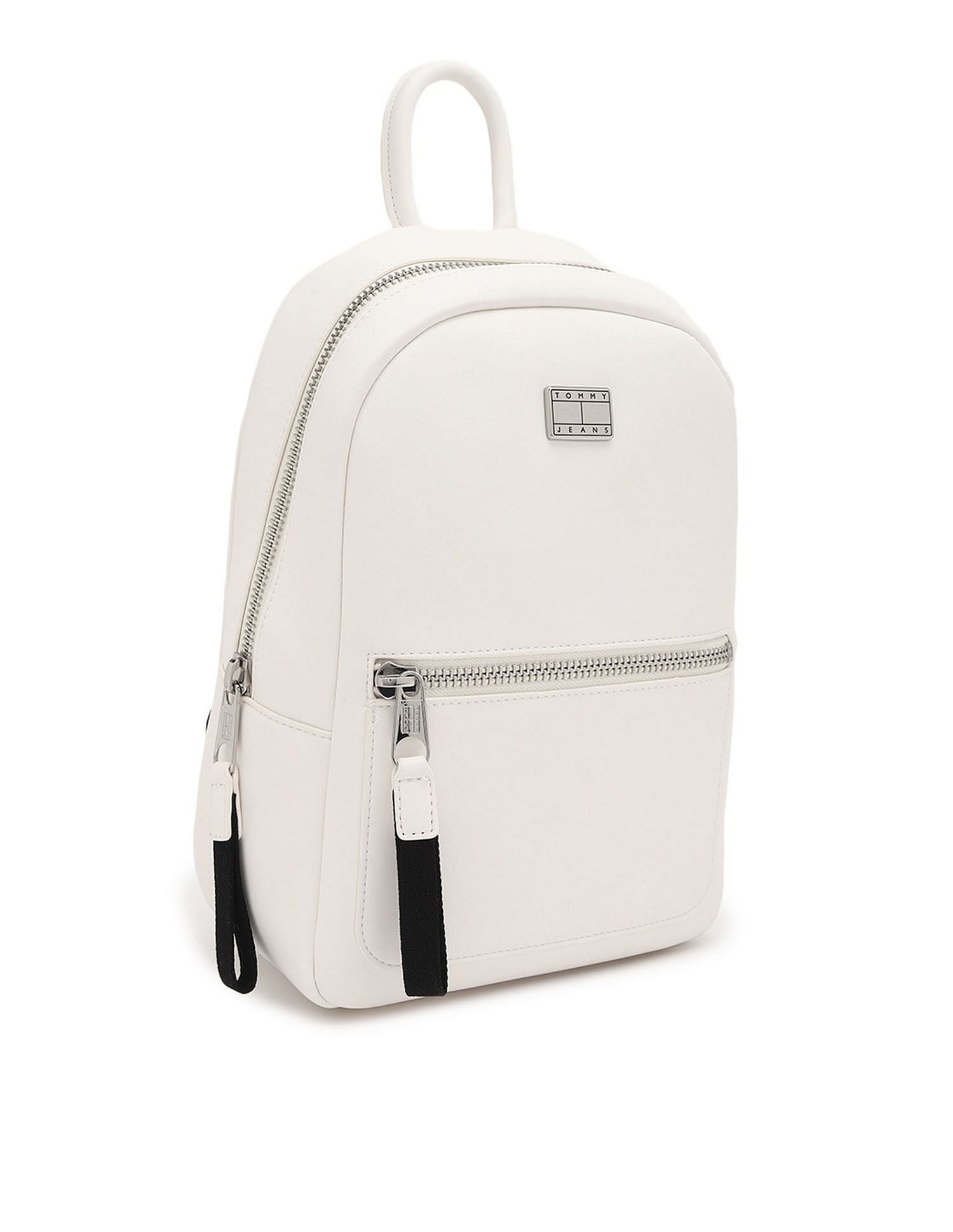 Tommy Hilfiger Solid Off-White PU Backpacks