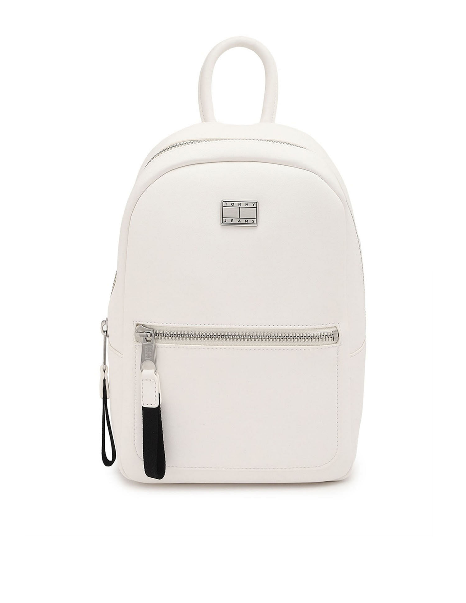 Tommy Hilfiger Solid Off-White PU Backpacks