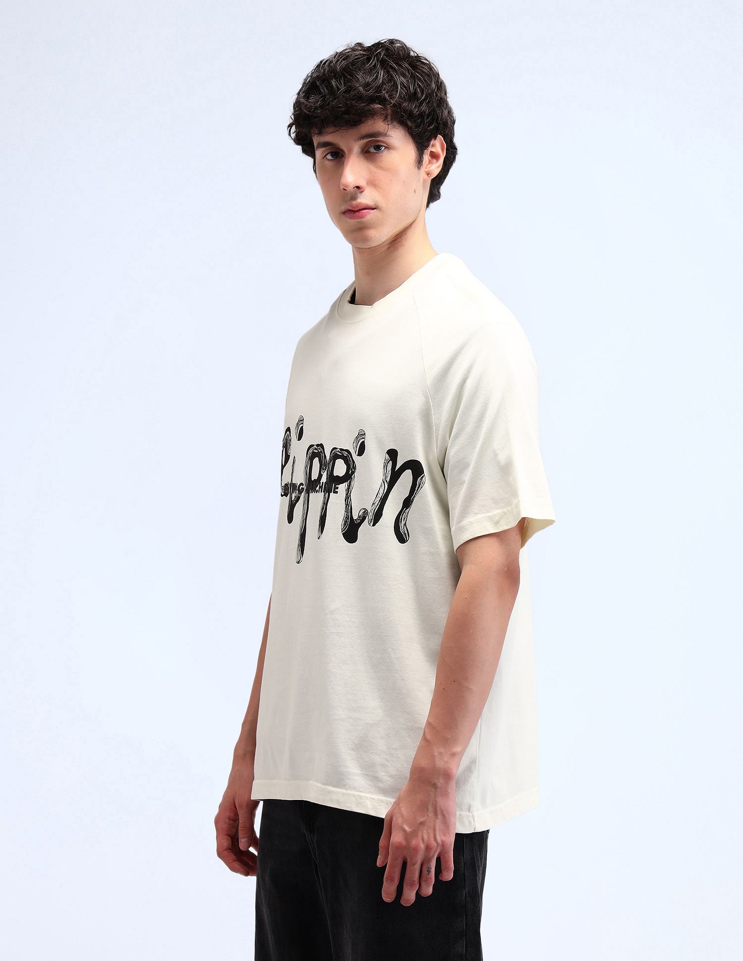 Flying Machine Oversized Typographic Print T-Shirt
