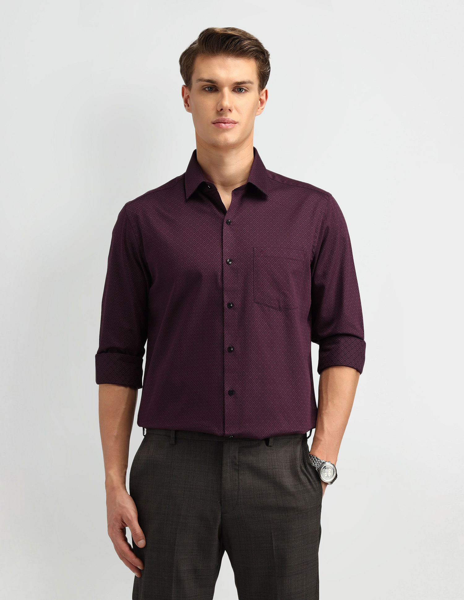 Arrow Slim Fit Textured Pattern Shirt