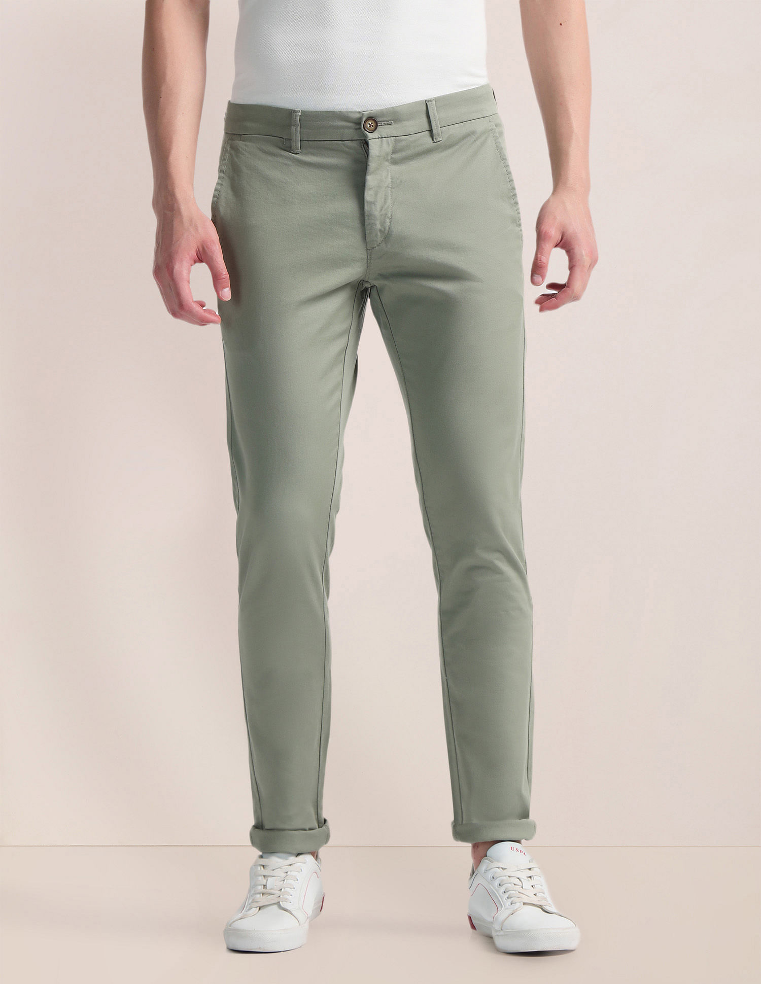 U.S. Polo Assn. Slim Straight Solid Trousers