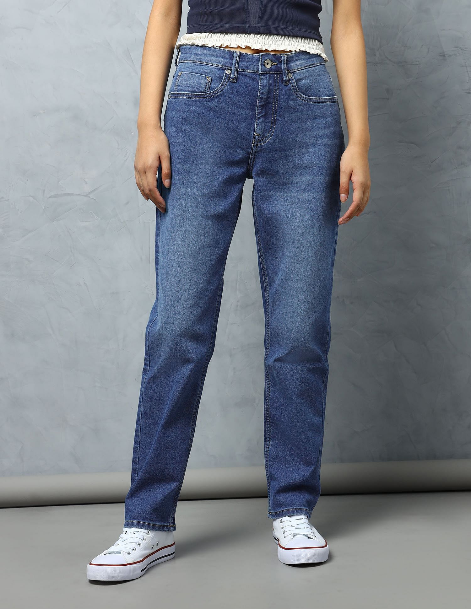 Flying Machine Women High Rise Straight Fit Jeans