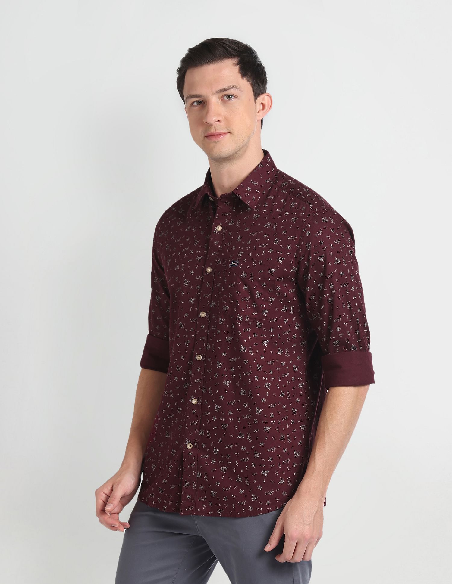 Arrow Sports Floral Print Cotton Shirt
