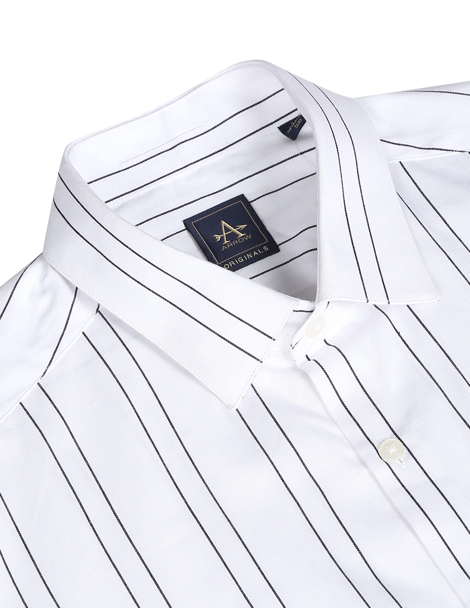 chinese dress ladies Comfort Stretch Non-Iron Stripe Dress Shirt With Contrast Trim -  White/black main image 1