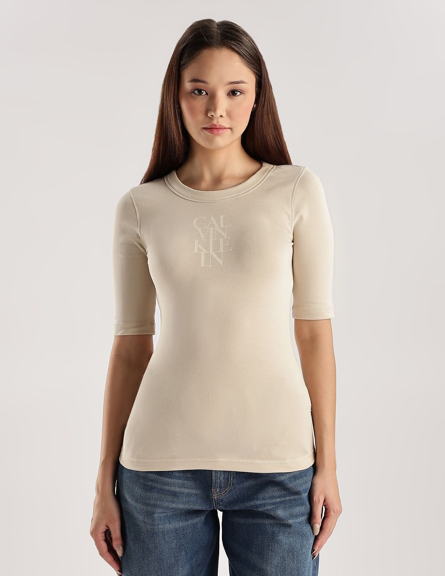 Calvin Klein Jeans Logo Slim-Fit Cotton T Shirt