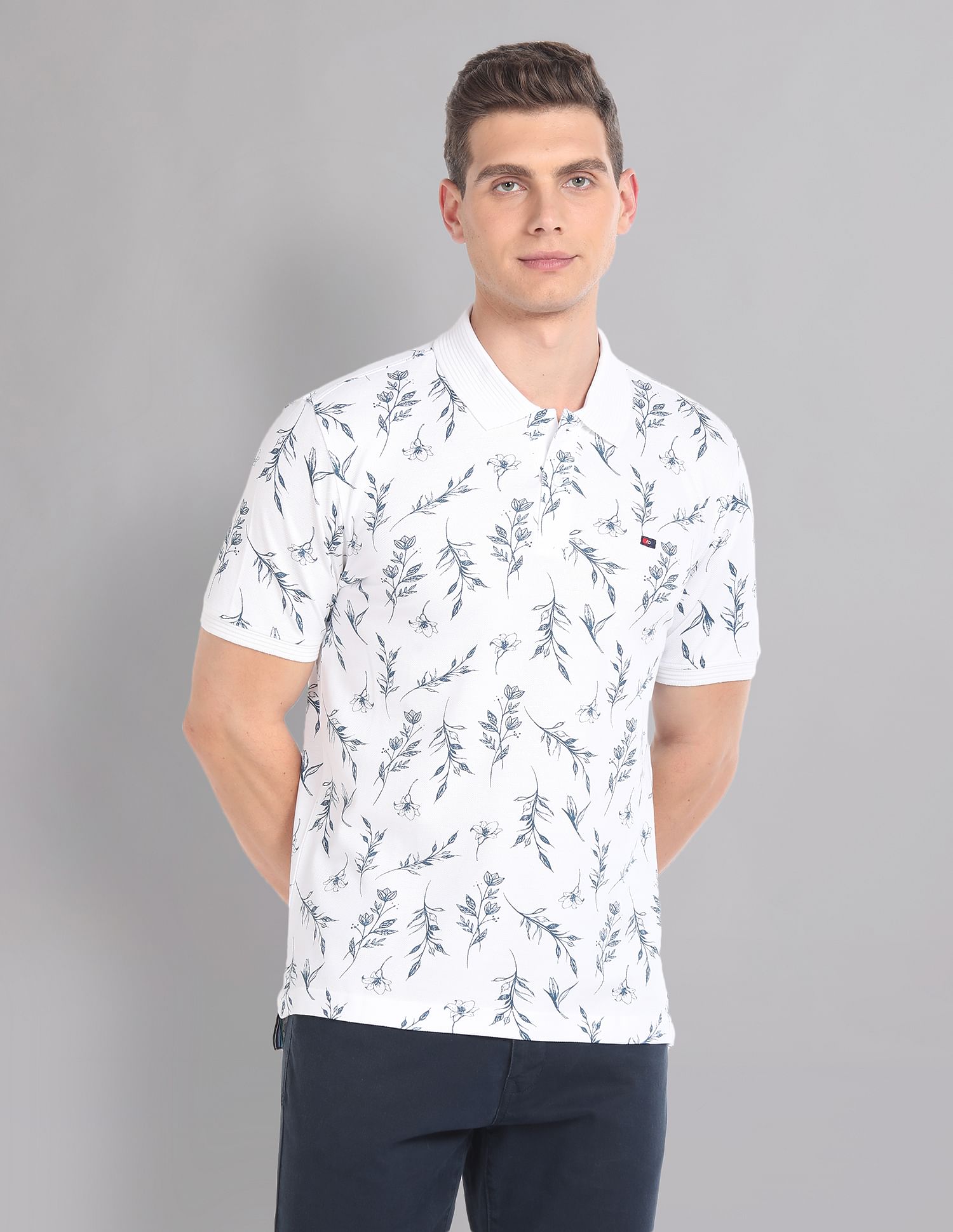 AD by Arvind Real Deal Tropical Print Polo Shirt