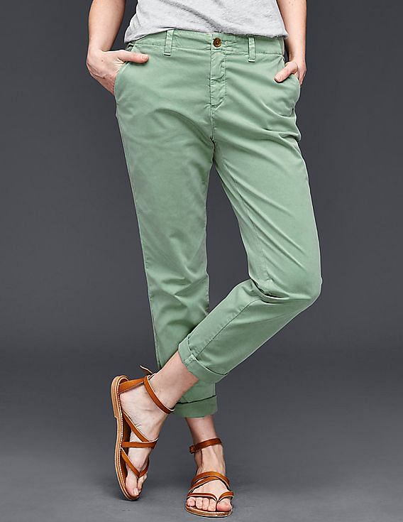 gap girlfriend twill stripe khakis