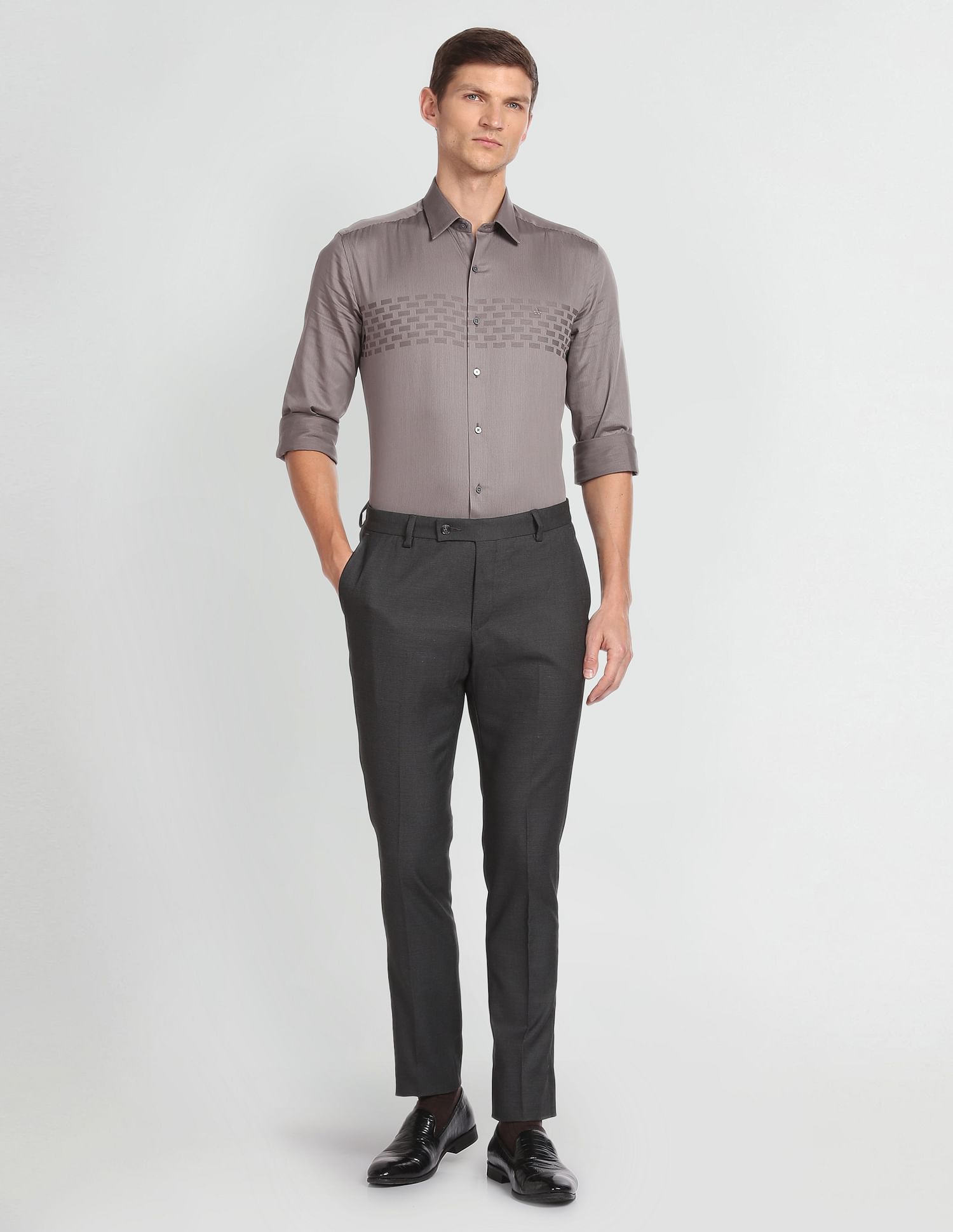 Arrow Tailored Regular Fit Dobby Formal Trousers