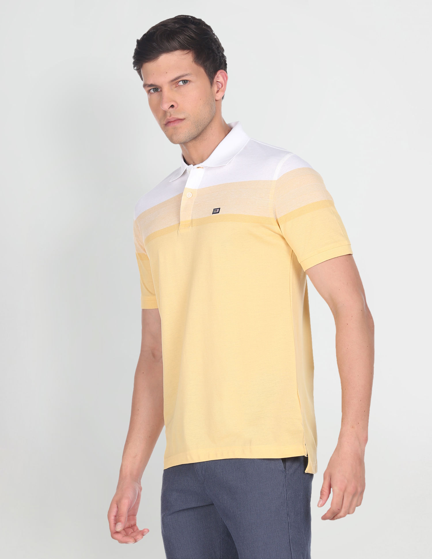 Arrow Sports Jacquard Colour Block Polo Shirt