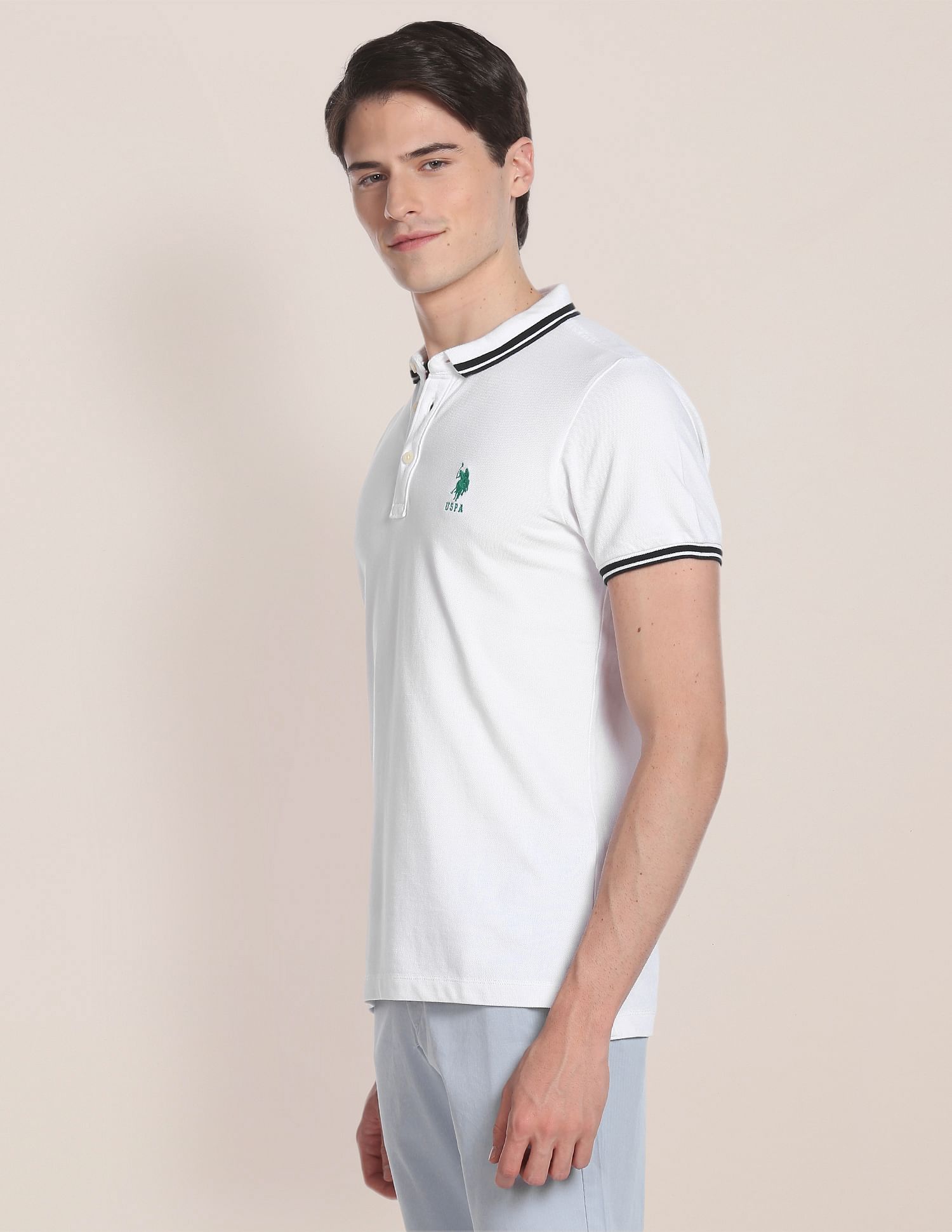 U.S. Polo Assn. Iconic Striped Collar Polo Shirt